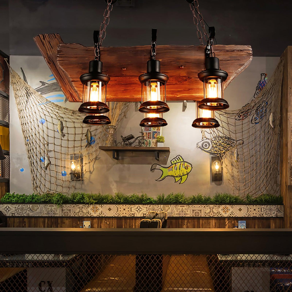 Aurzorir Vintage Wood Chandelier