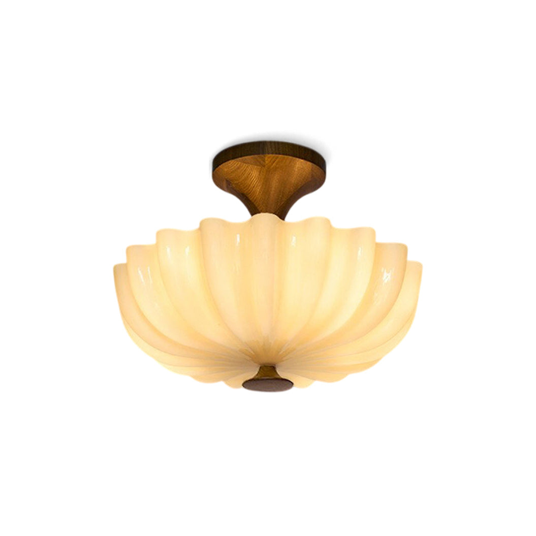 Glenwick Scalloped Wood Flush Mount
