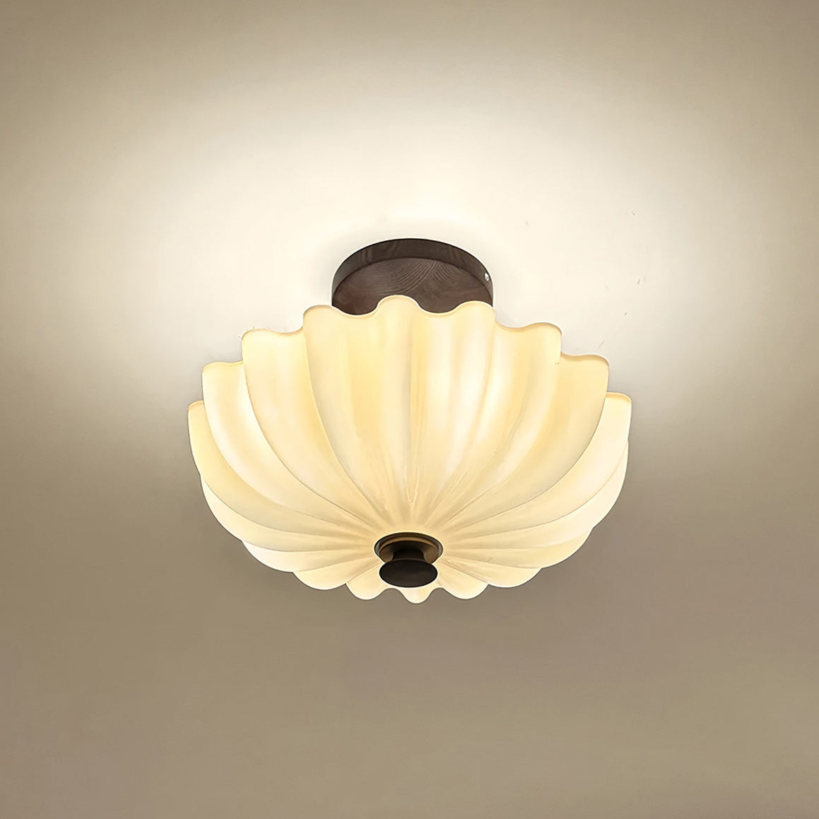 Glenwick Scalloped Wood Flush Mount