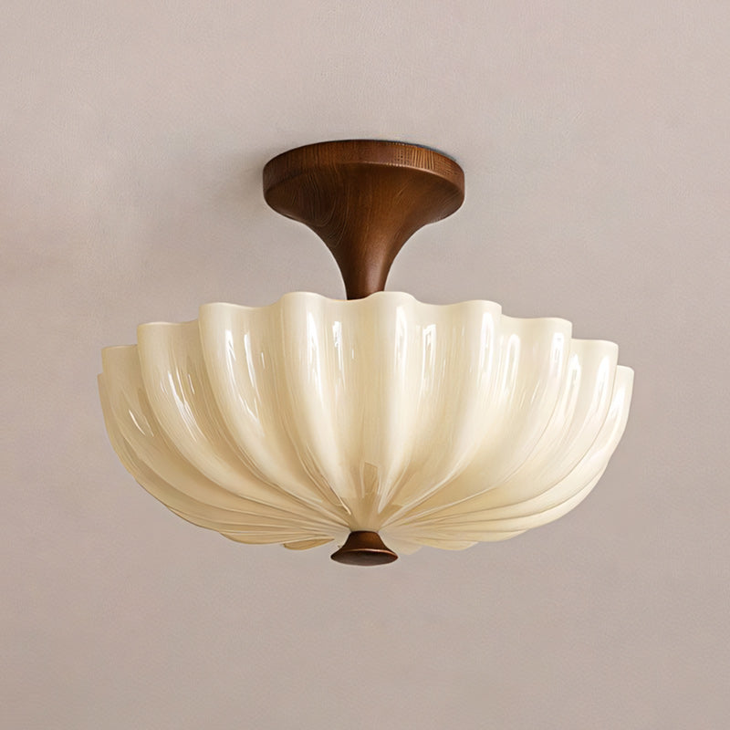 Glenwick Scalloped Wood Flush Mount