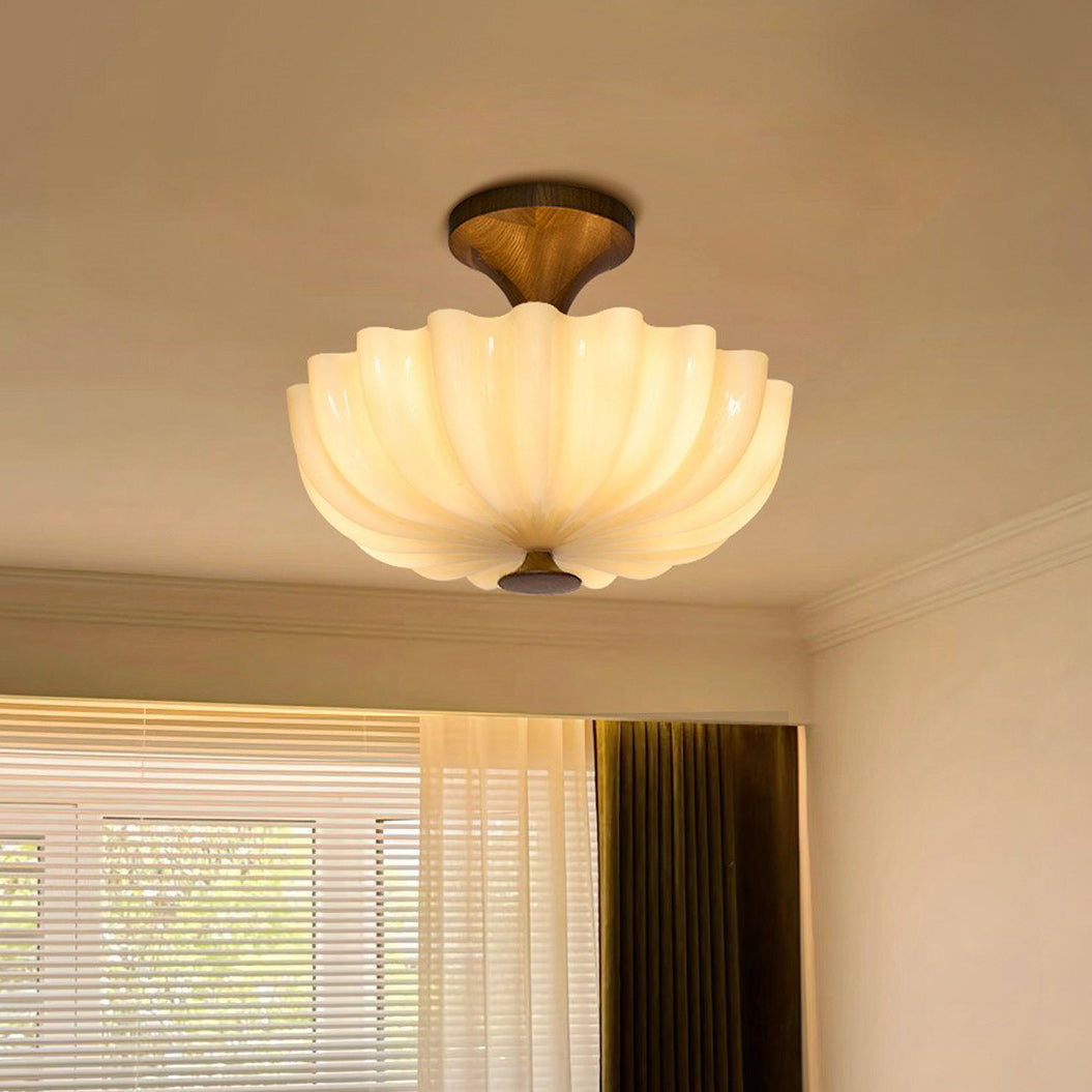 Glenwick Scalloped Wood Flush Mount