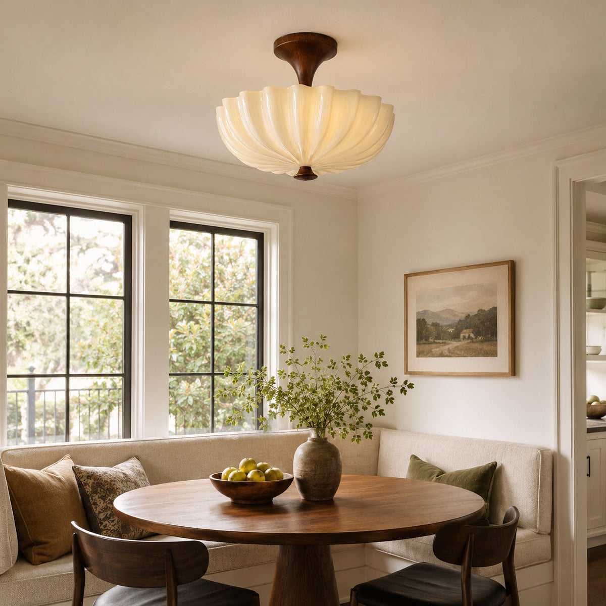 Glenwick Scalloped Wood Flush Mount