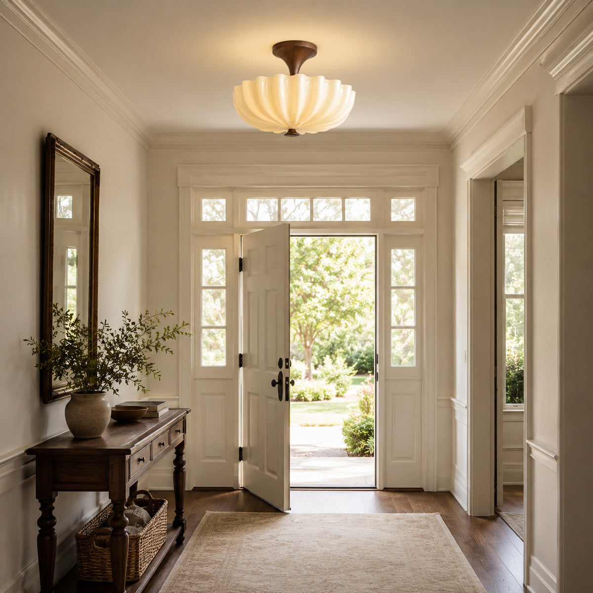 Glenwick Scalloped Wood Flush Mount