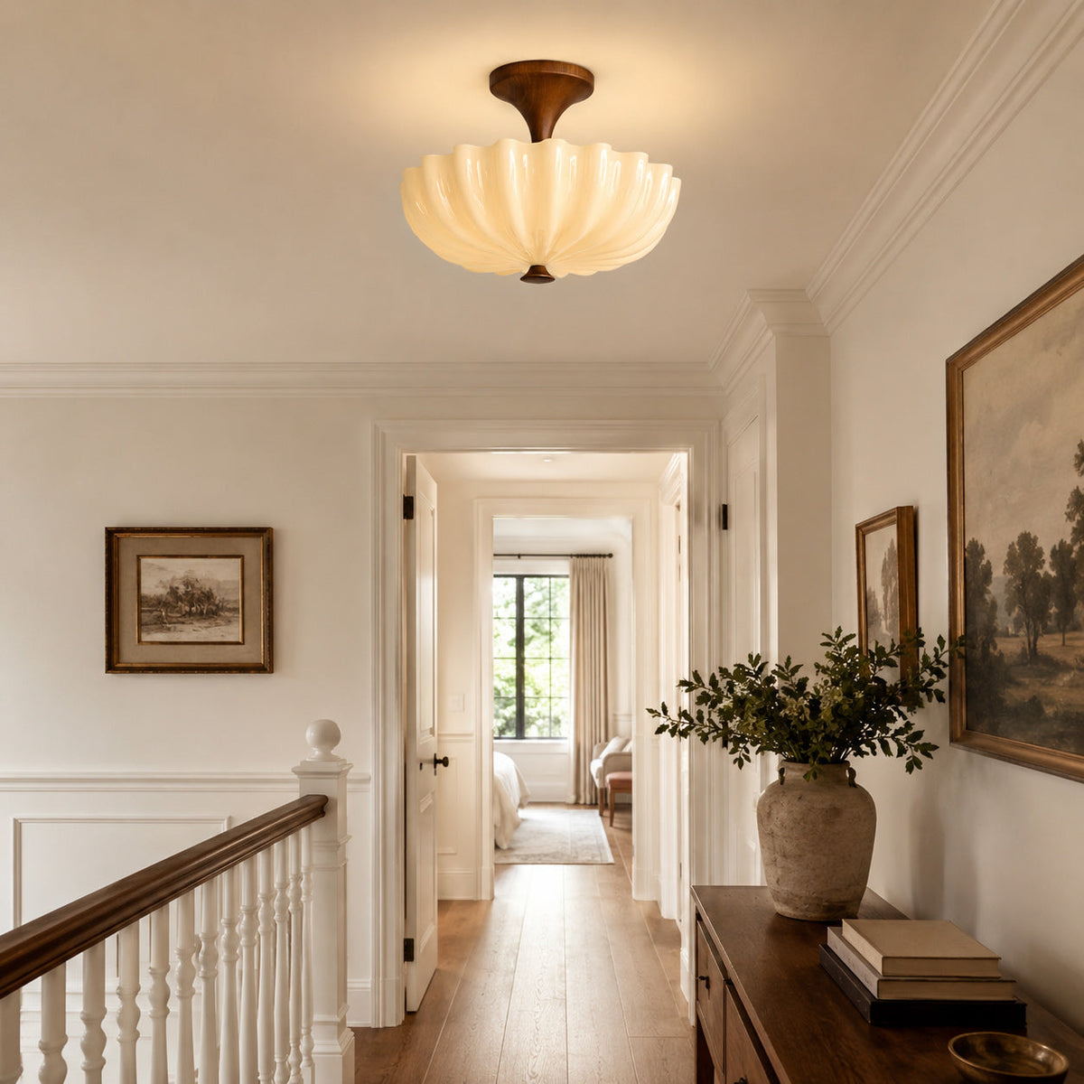 Glenwick Scalloped Wood Flush Mount