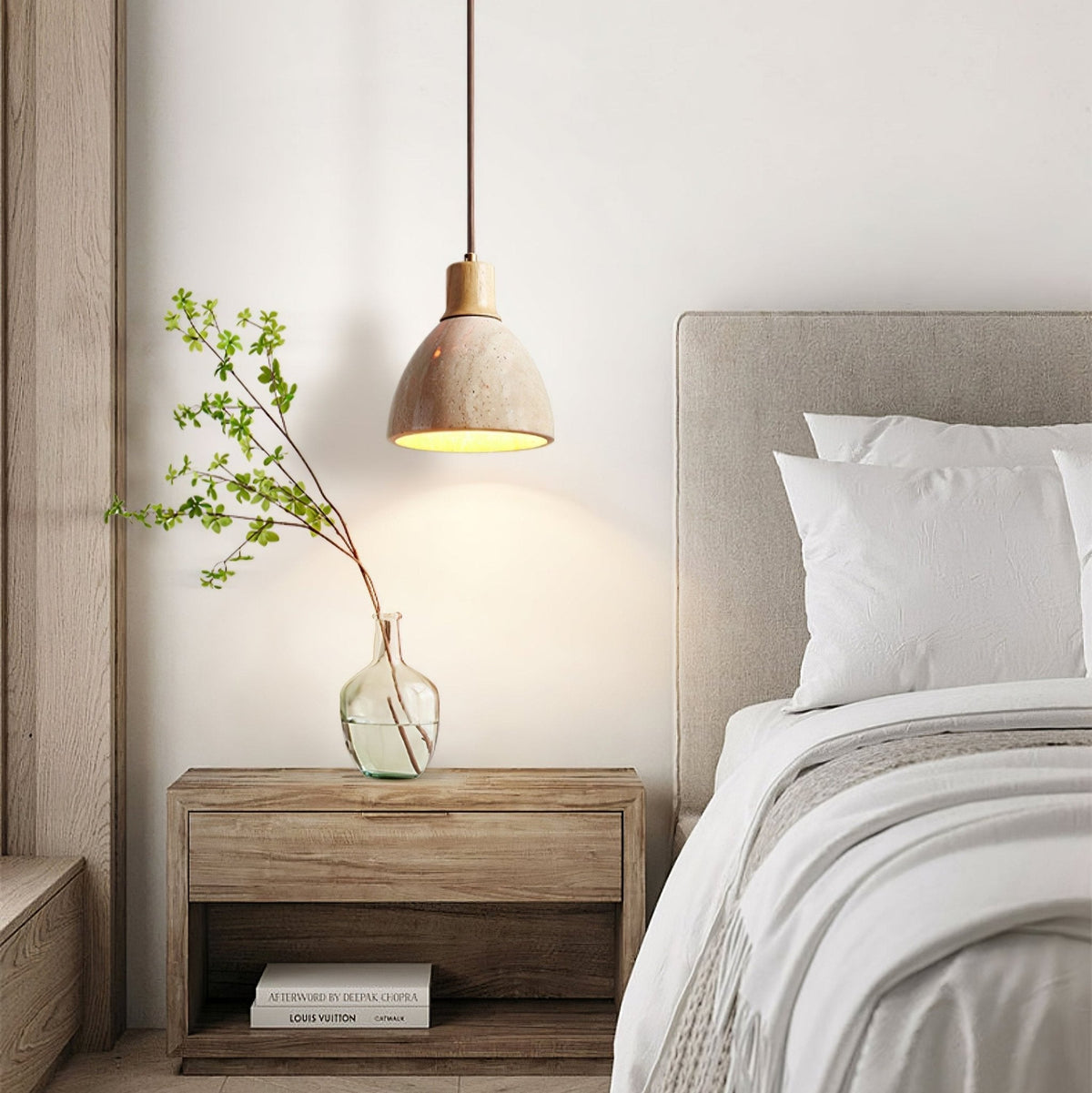 Nerio Modern Minimalist Travertine Pendant Light
