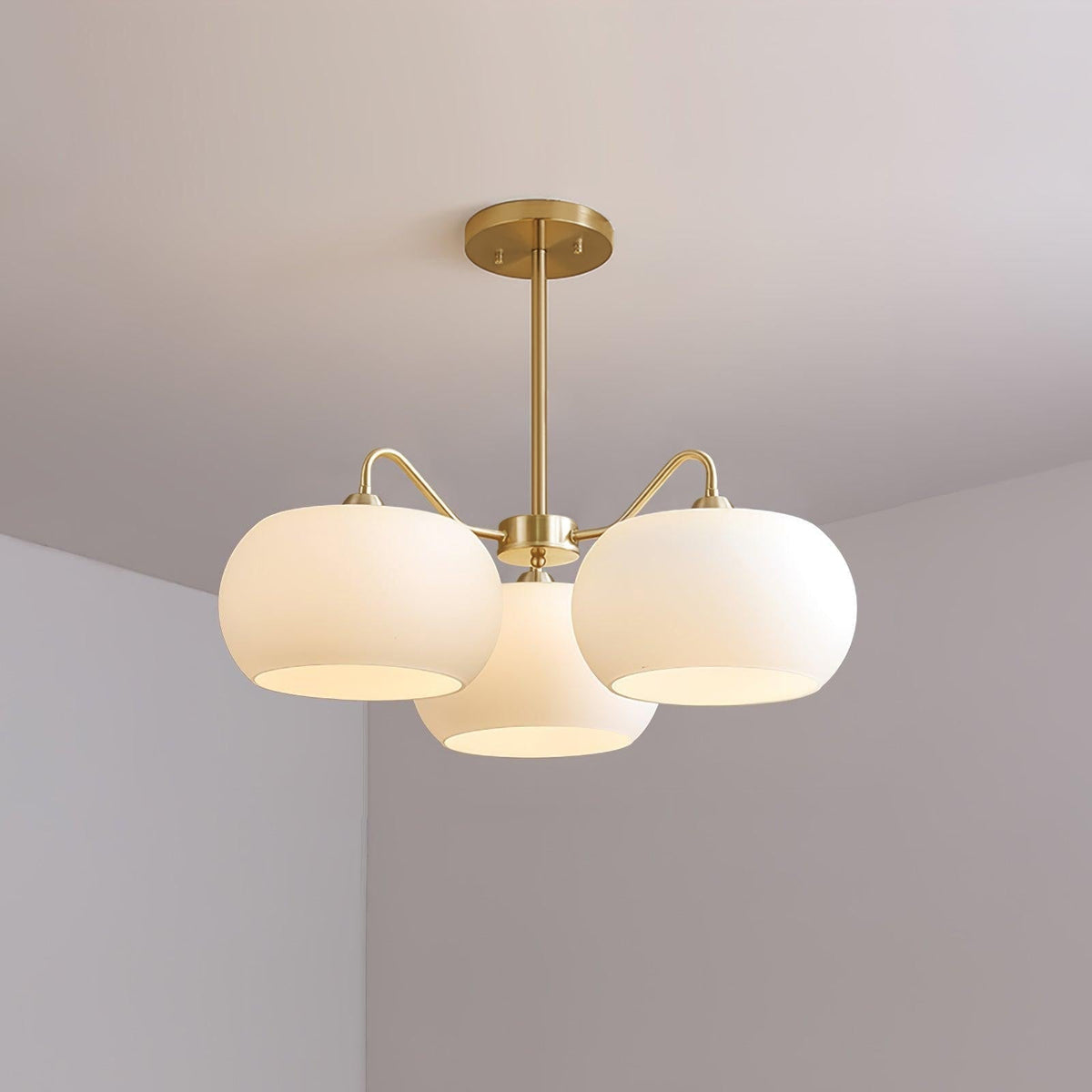 Kade Chandelier White Glass Persimmon Shape