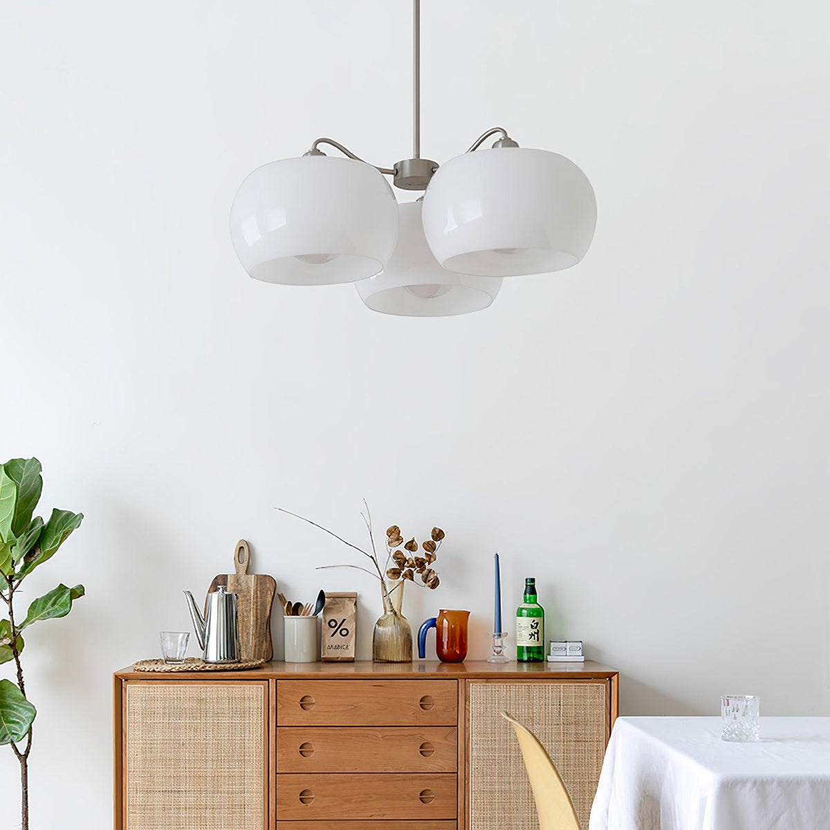 Kade Chandelier White Glass Persimmon Shape