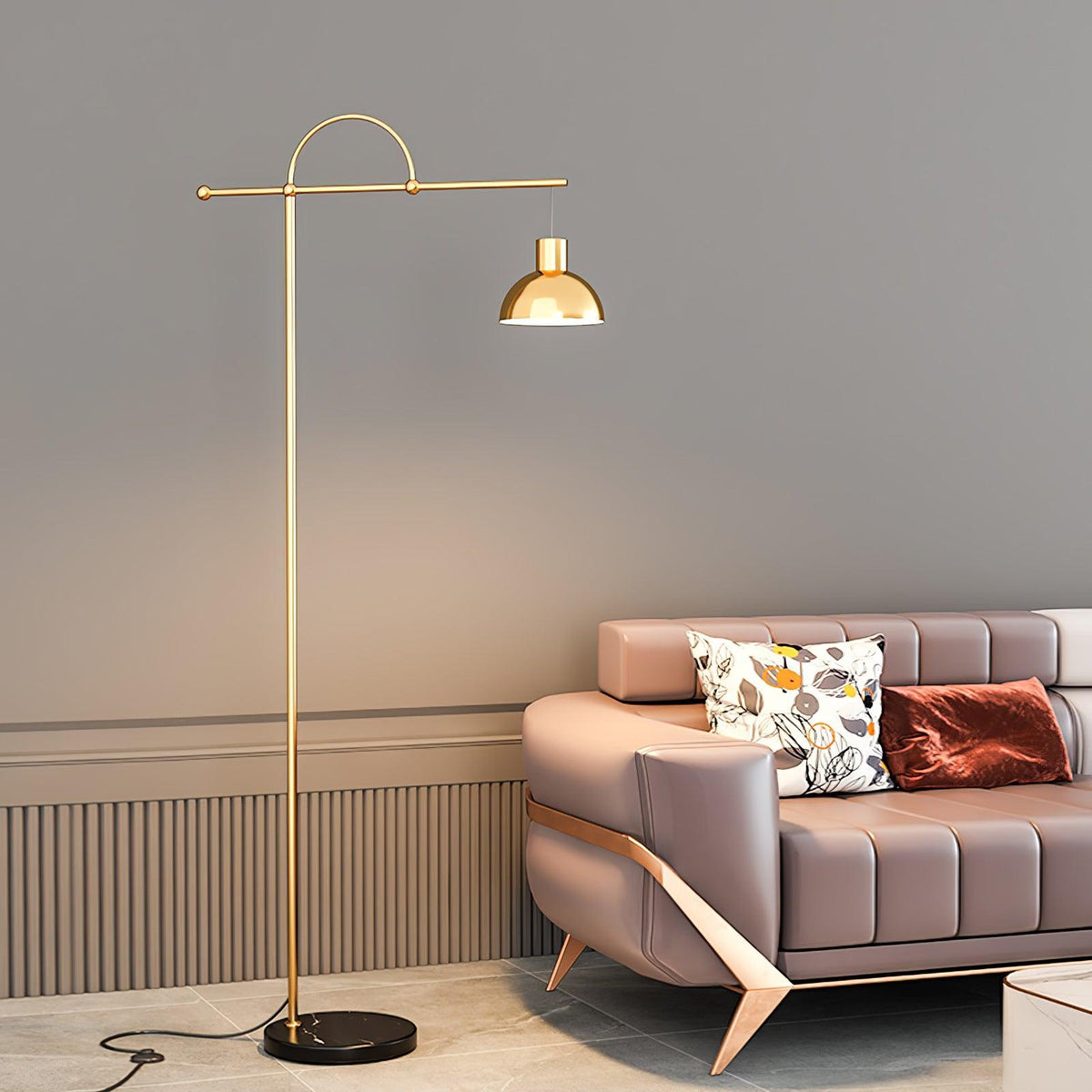 Usilil Art Deco Brass Floor Lamp