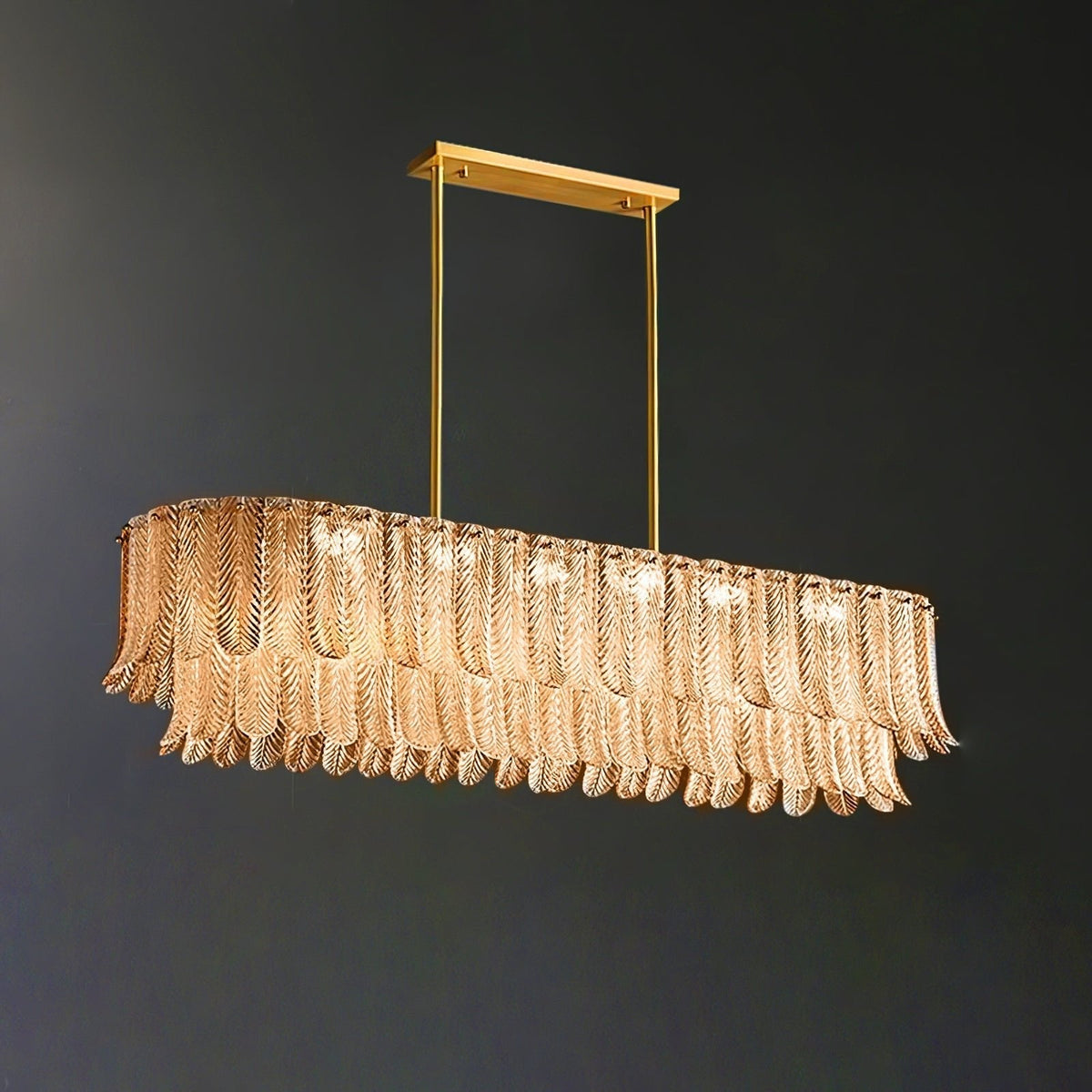 Liorelena Chandelier Glass Leaf Gold Tapered