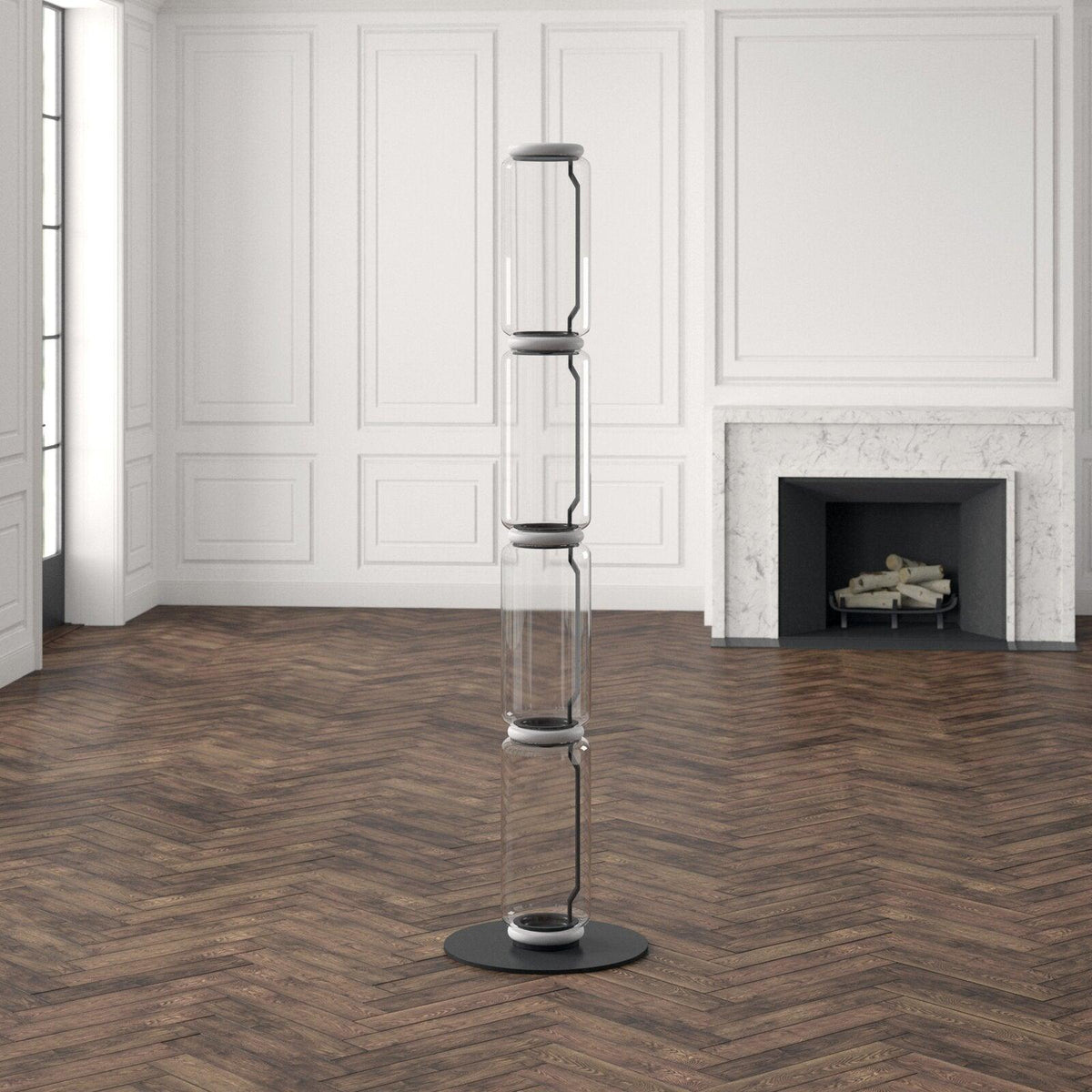 Cyrilys Floor Lamp Bamboo Glass