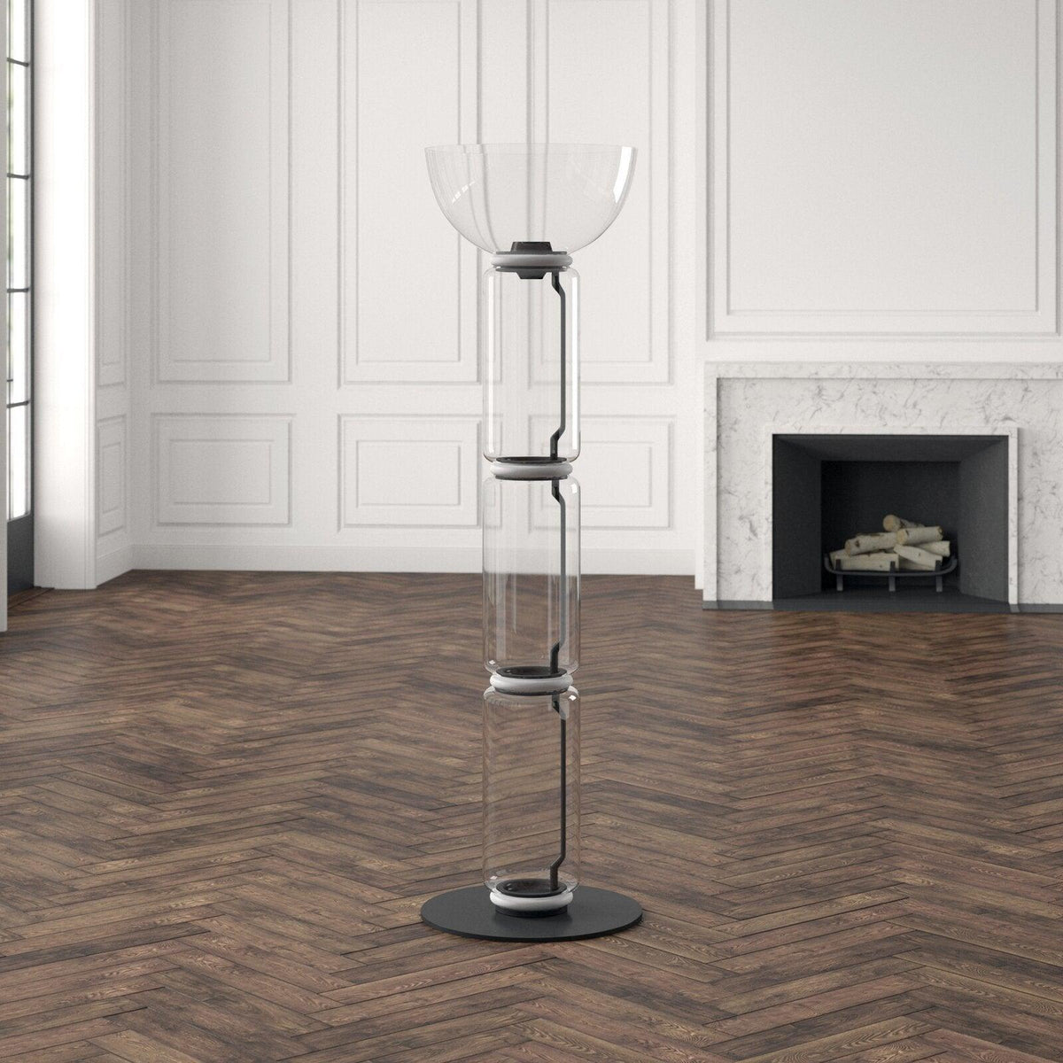 Cyrilys Floor Lamp Bamboo Glass