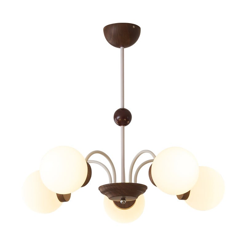 Rinuaine Chandelier Wood Glass Contemporary Curved