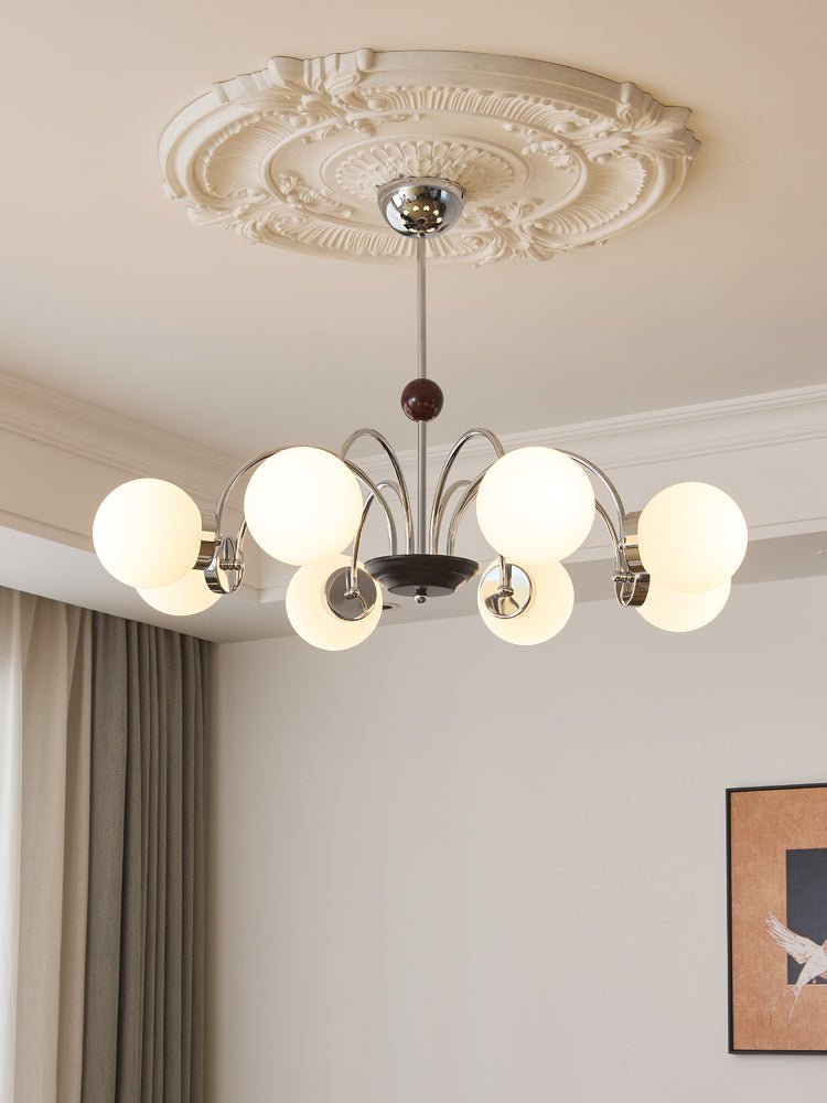 Rinuaine Chandelier Wood Glass Contemporary Curved