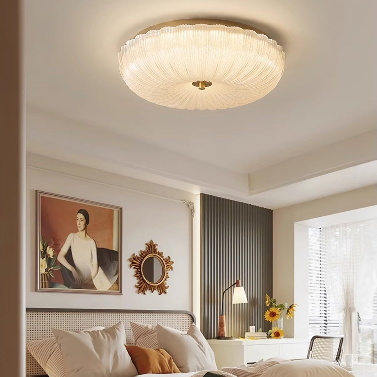 Enxia Ripple Glass Flush Mount Ceiling Light