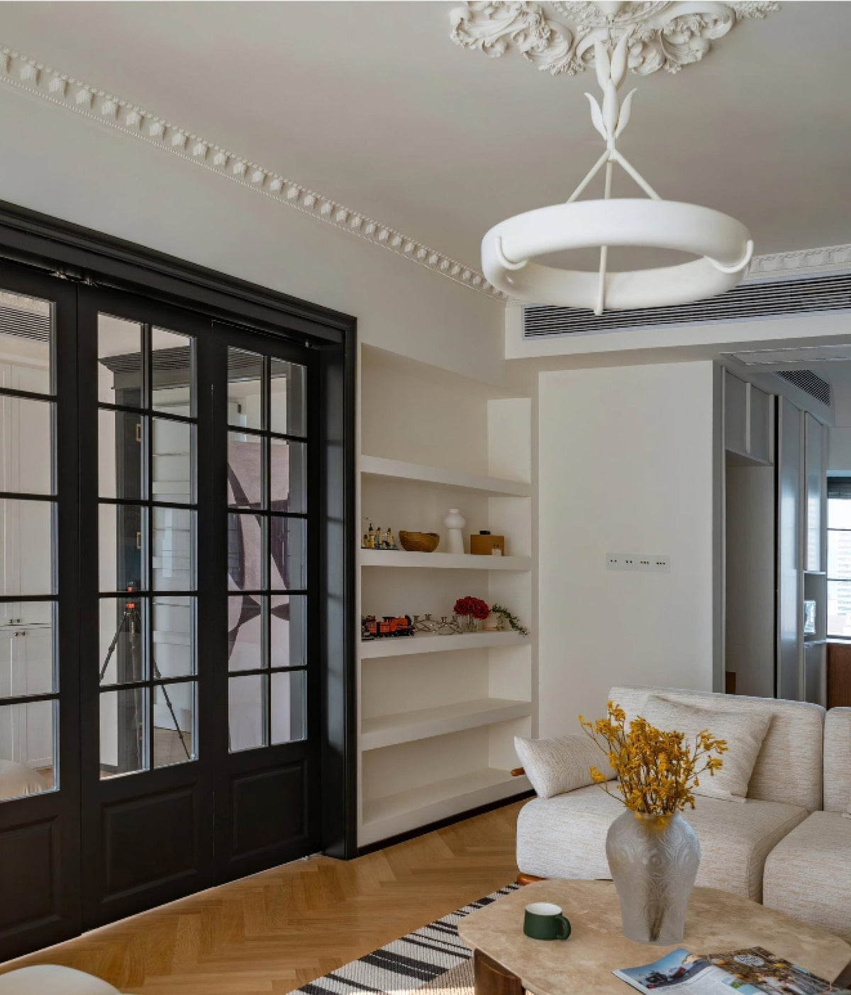 Eixor Chandelier Plaster White Floral Shape Minimalist