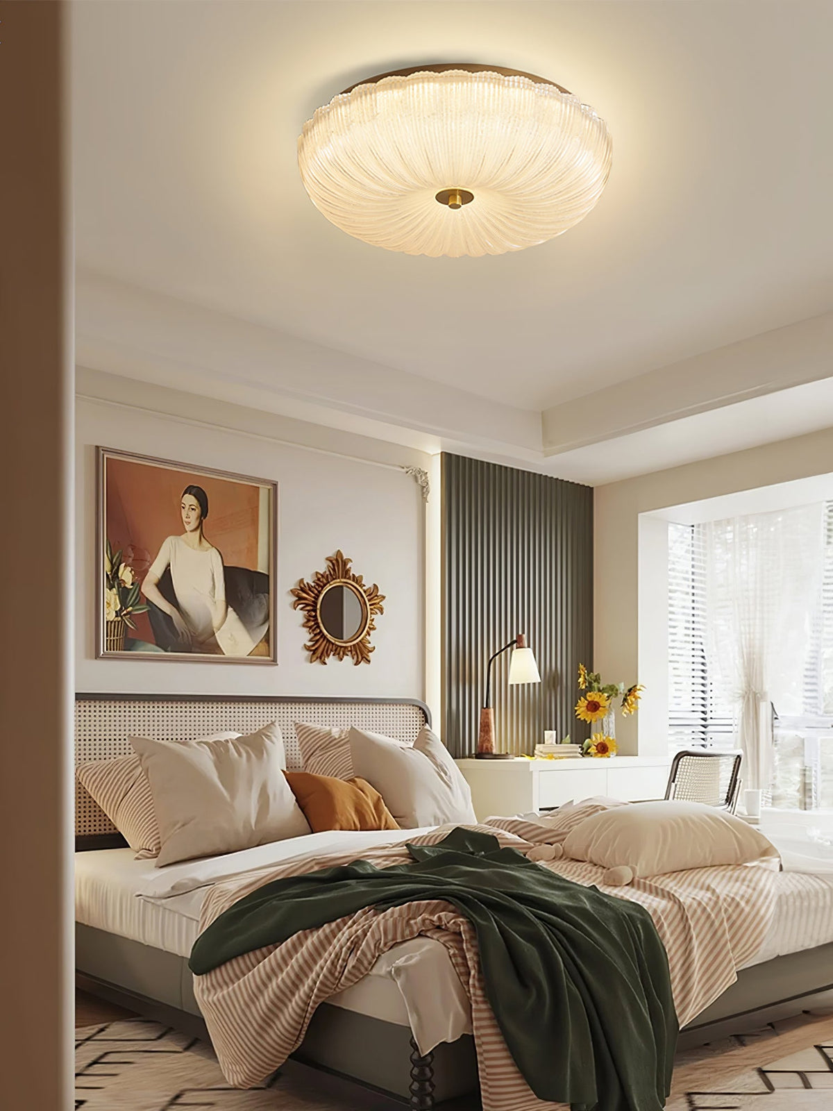 Enxia Ripple Glass Flush Mount Ceiling Light