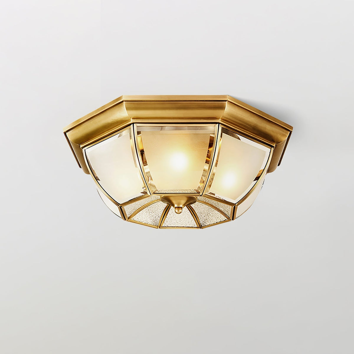 Vorenis Bowl Shaped Brass Glass Ceiling Lamp