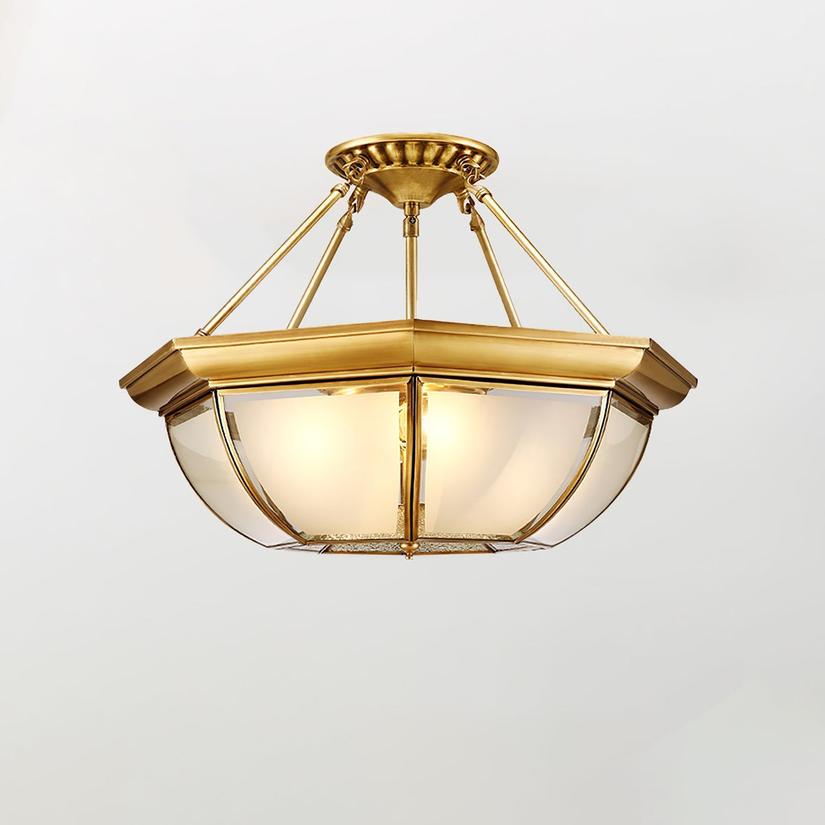 Vorenis Bowl Shaped Brass Glass Ceiling Lamp