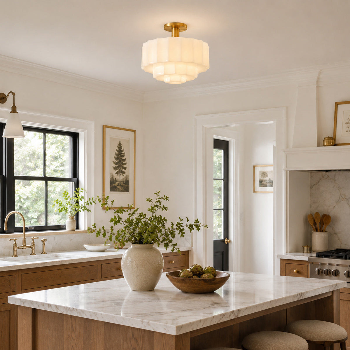 Sableton Tiered Opal Flush Mount