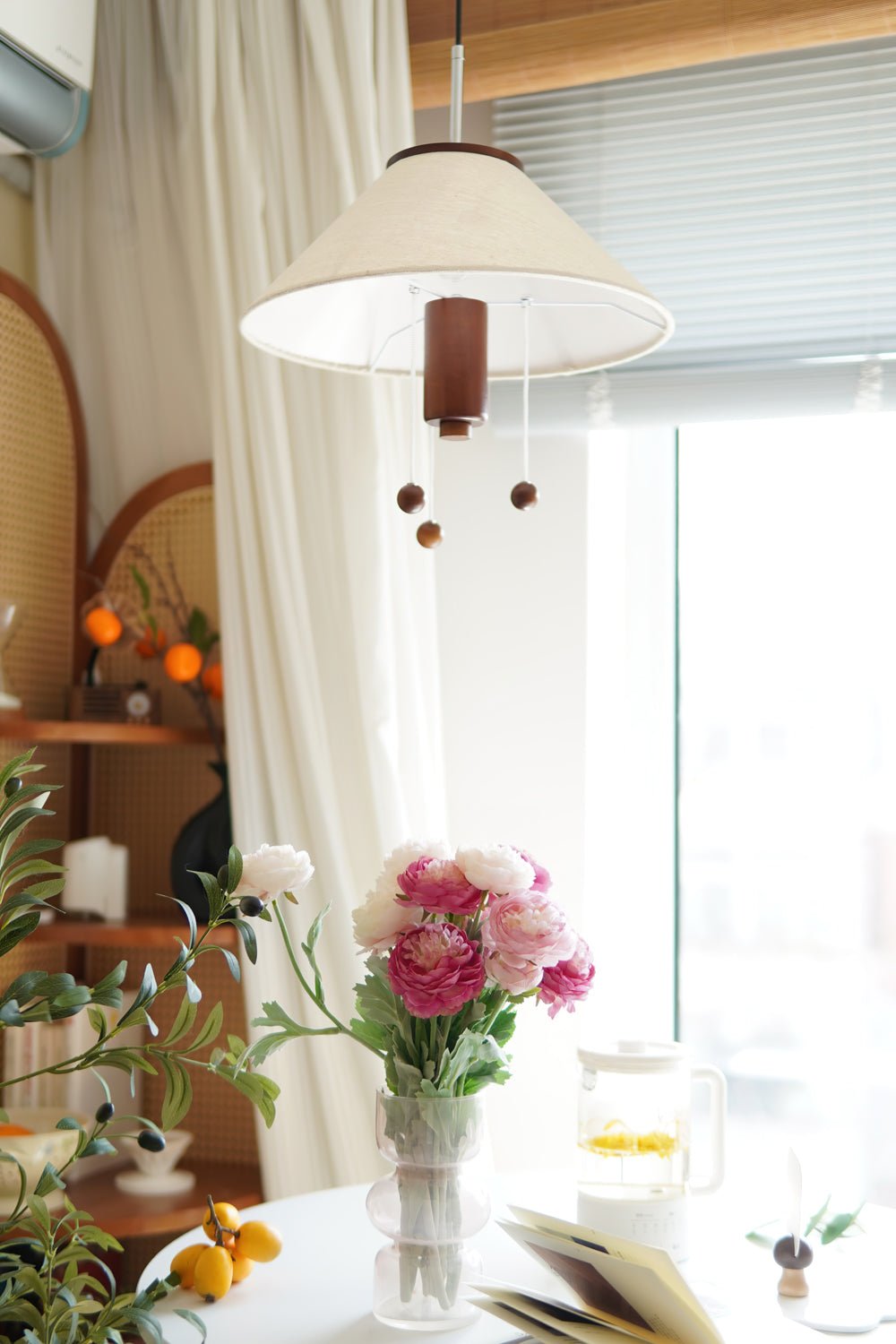 Zathee Nordic Art  Classic Wood Fabric Pendant Lamp