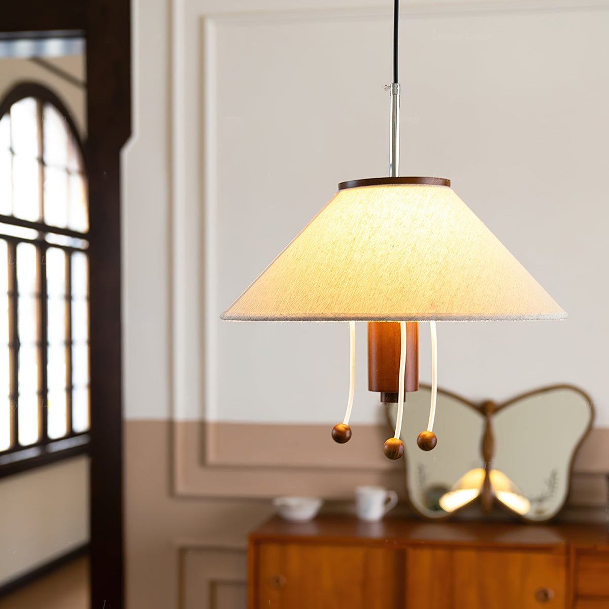 Zathee Nordic Art  Classic Wood Fabric Pendant Lamp