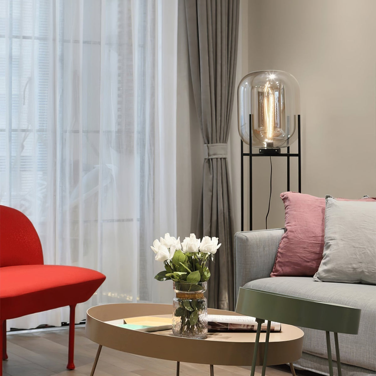 Liorivelia Glass Industrial Floor lamp