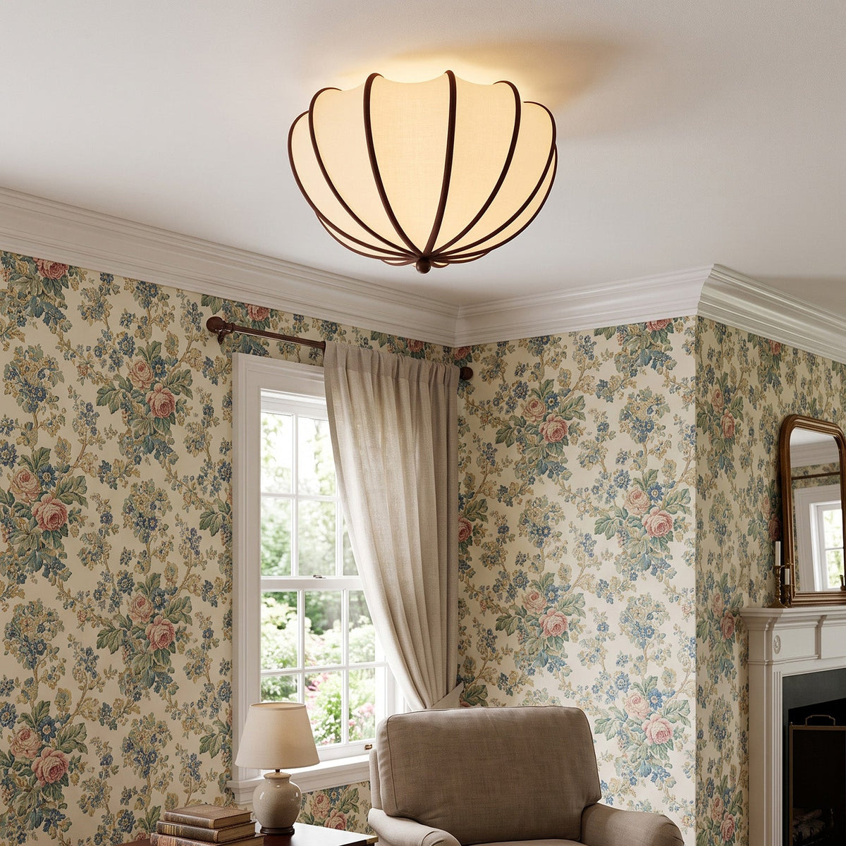 Pemberley Scalloped Fabric Flush Mount