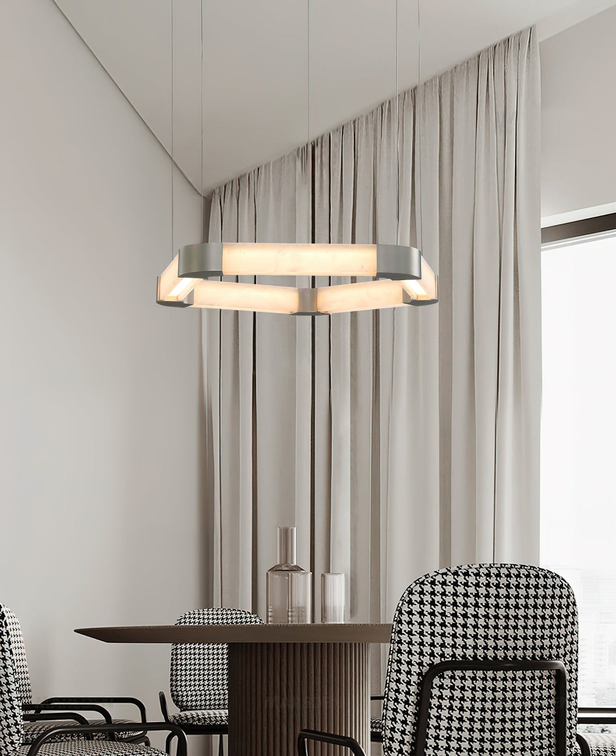 Celaeisra Unique Single Ring Alabaster Chandelier