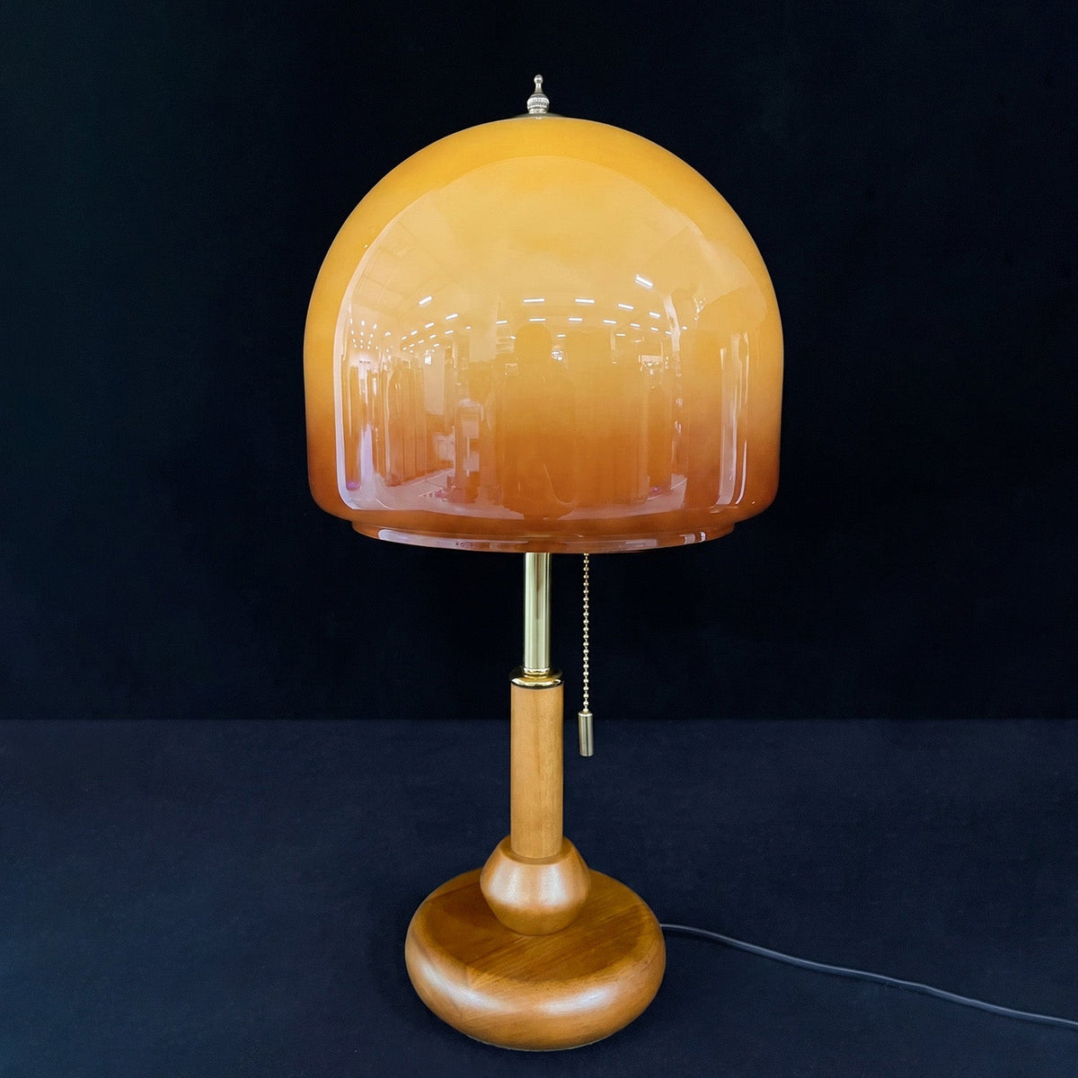 Bellmere Walnut Glass Table Lamp