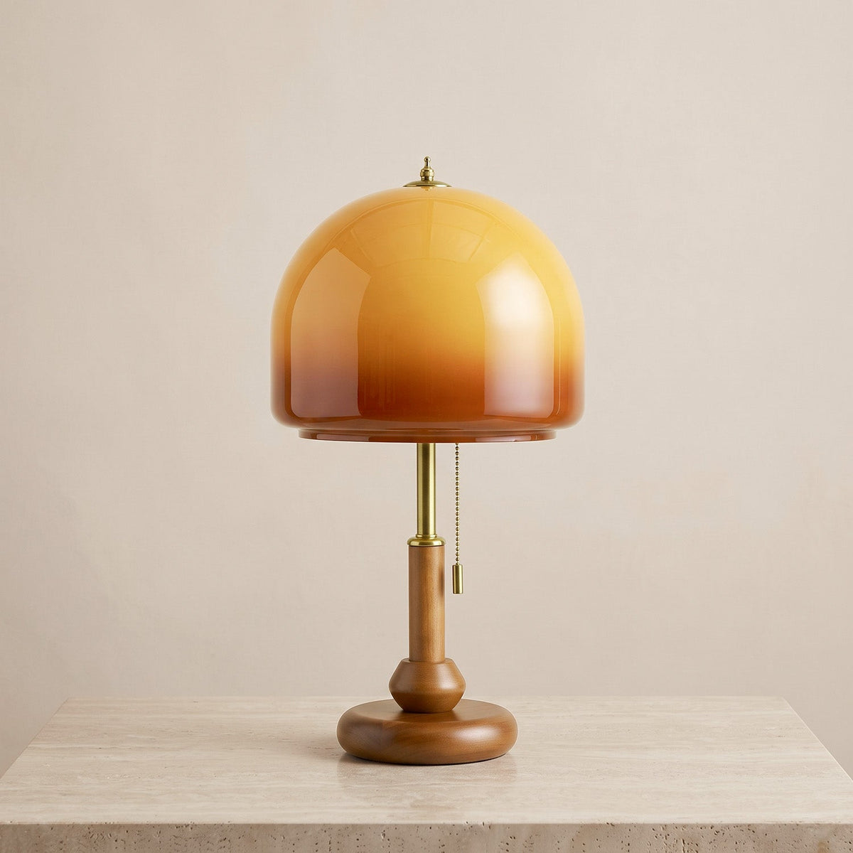 Bellmere Walnut Glass Table Lamp