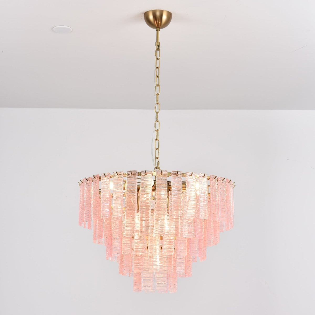 Lioririan Chandelier Pink Murano Glass Layered Vintage Luxury