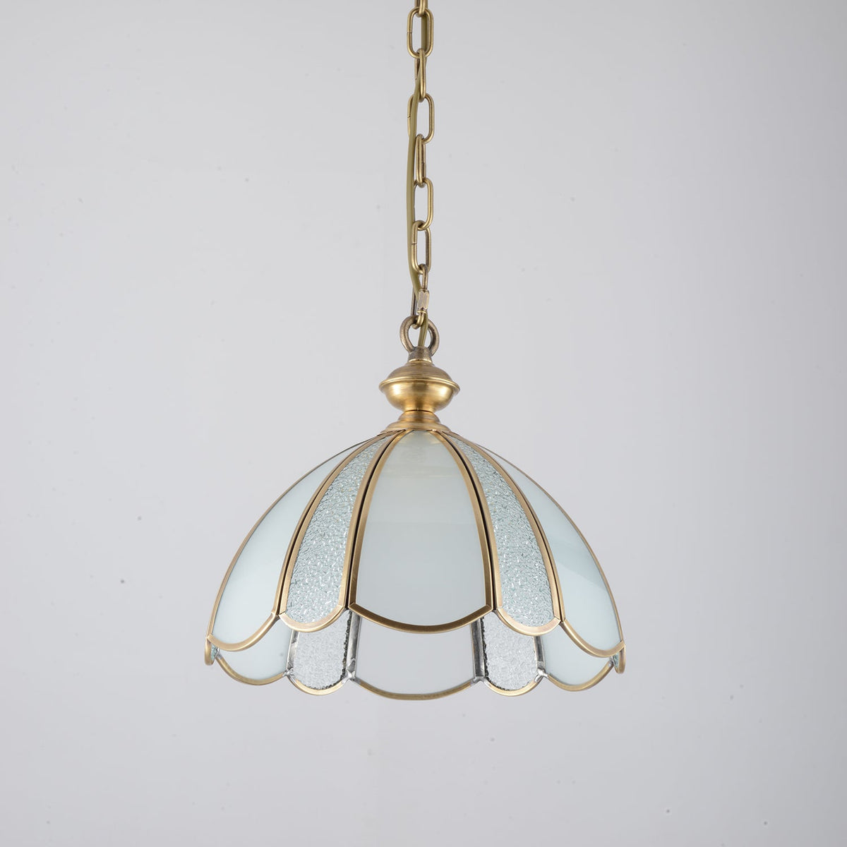 Lunell Traditional Art Brass Glass Pendant Light