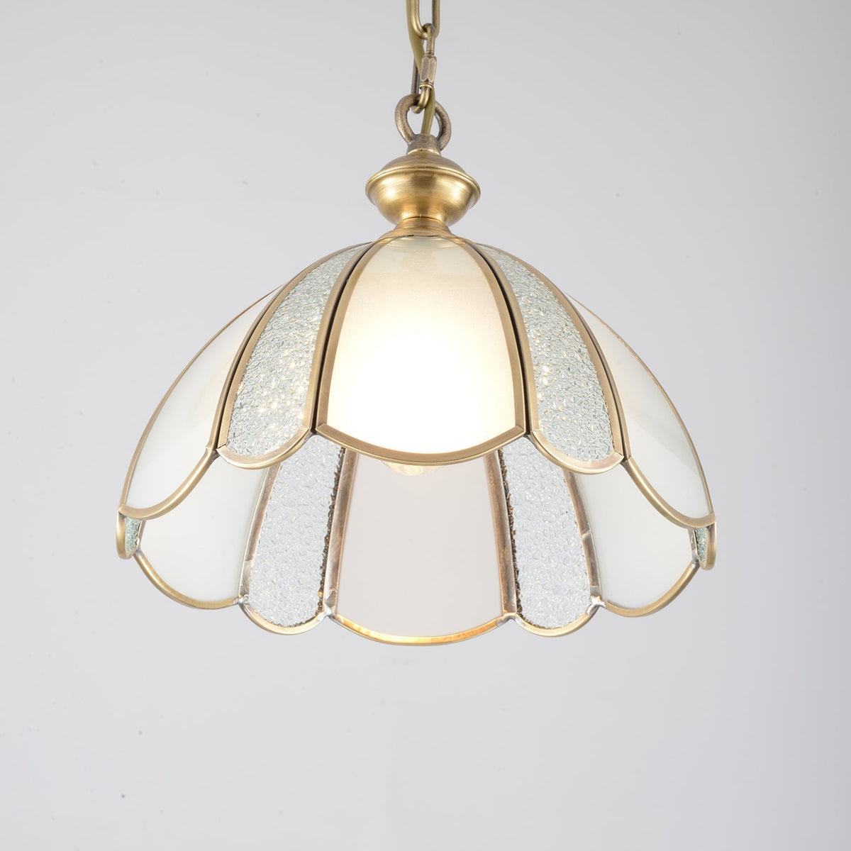 Lunell Traditional Art Brass Glass Pendant Light