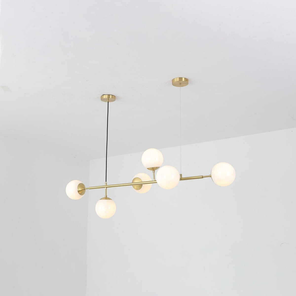 Yorvin Pendant Lamp Orb Brass Glass for Living Room