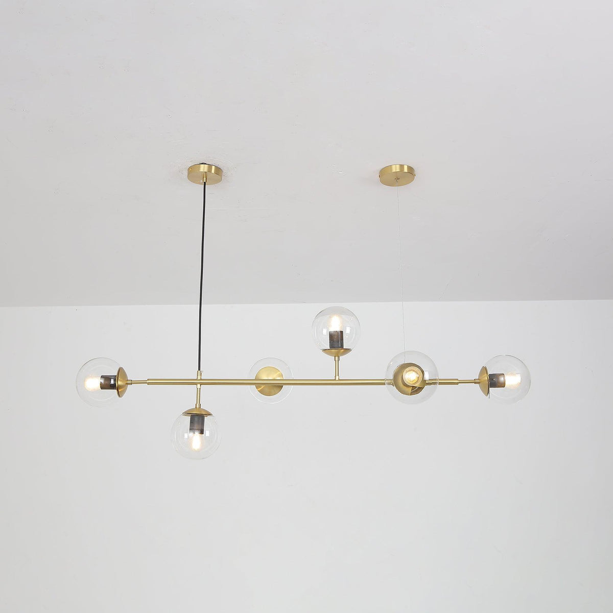 Yorvin Pendant Lamp Orb Brass Glass for Living Room