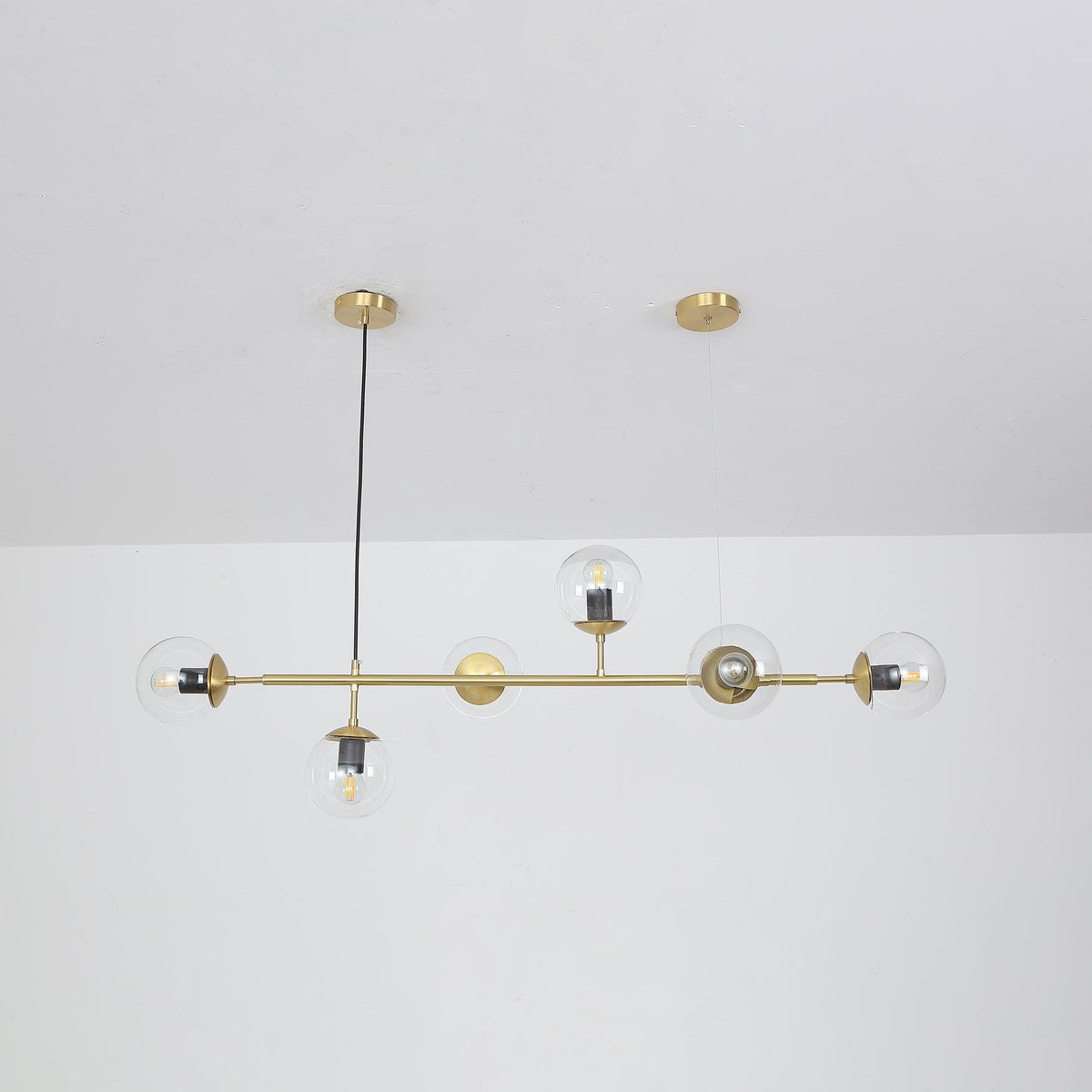 Yorvin Pendant Lamp Orb Brass Glass for Living Room