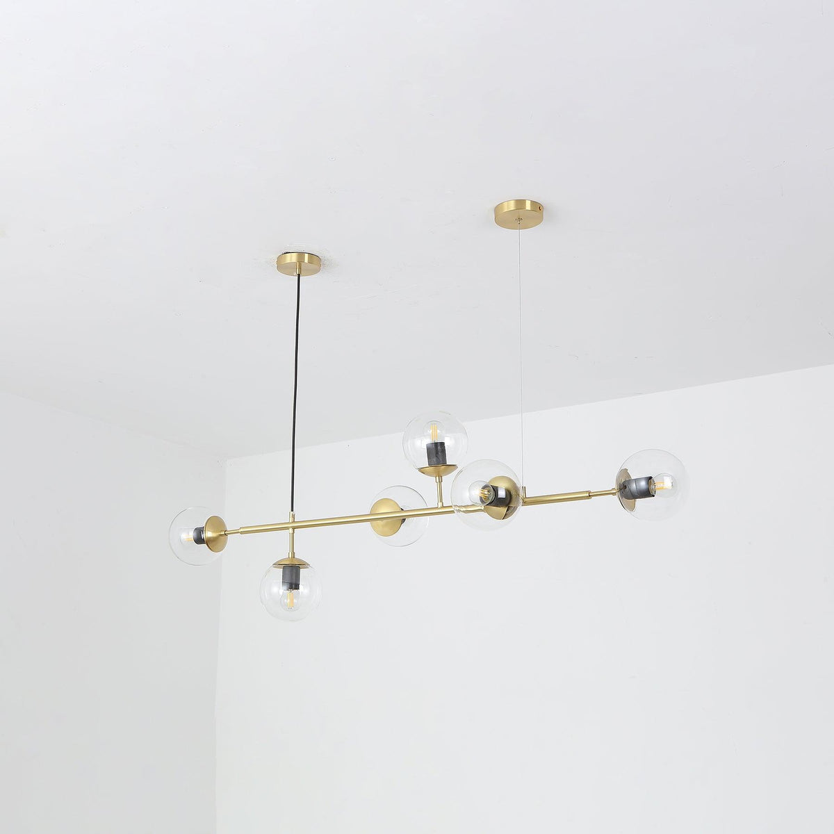 Yorvin Pendant Lamp Orb Brass Glass for Living Room