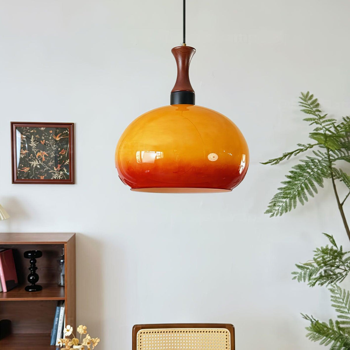Gyls Modern Minimalist Wood Glass Pendant Lamp