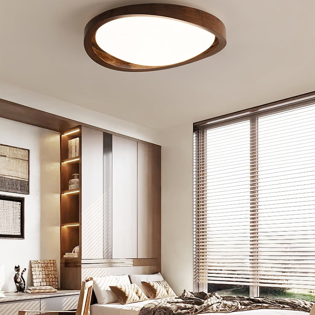 Aurelie Ceiling Light Walnut Curved Edge Oval Nordic
