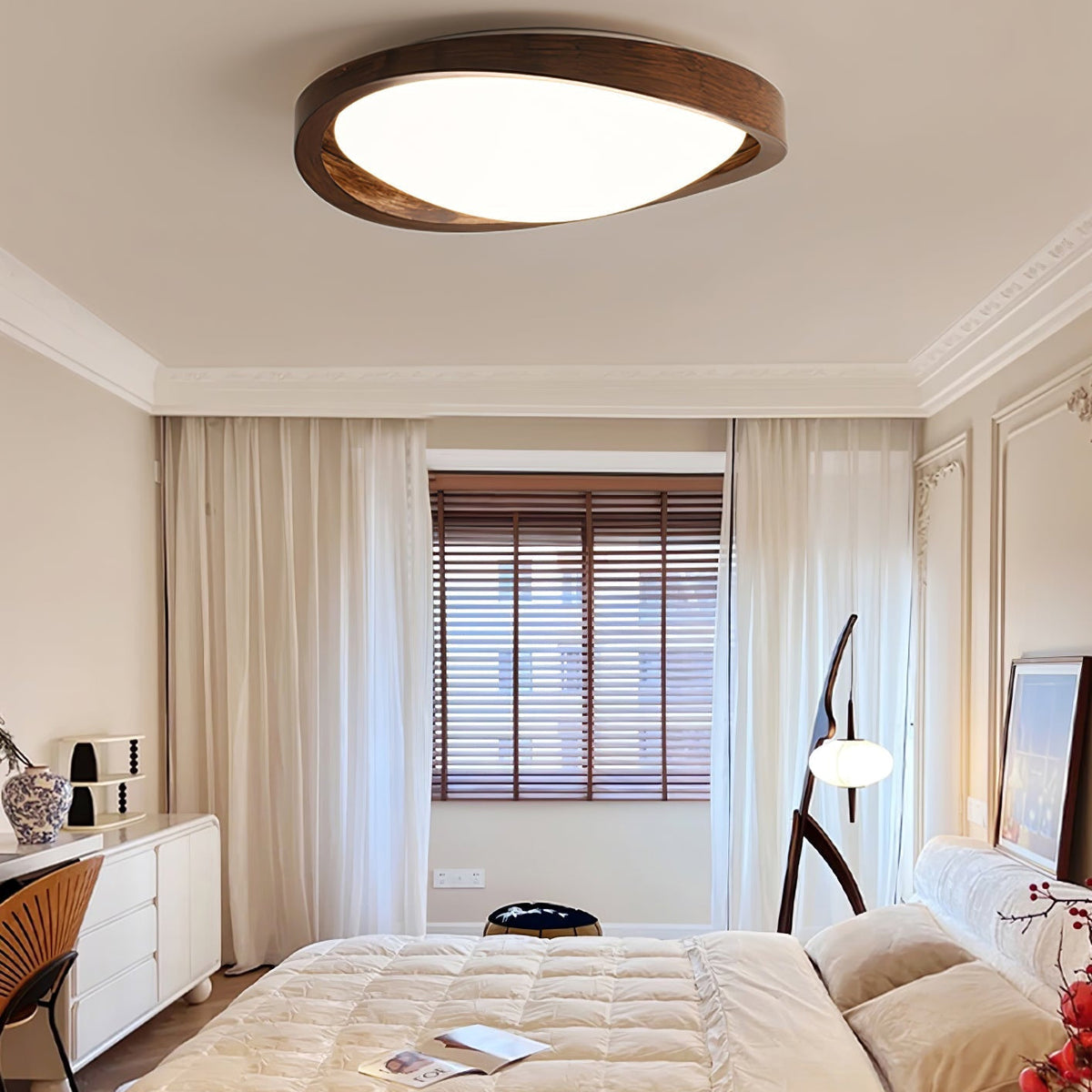 Aurelie Ceiling Light Walnut Curved Edge Oval Nordic