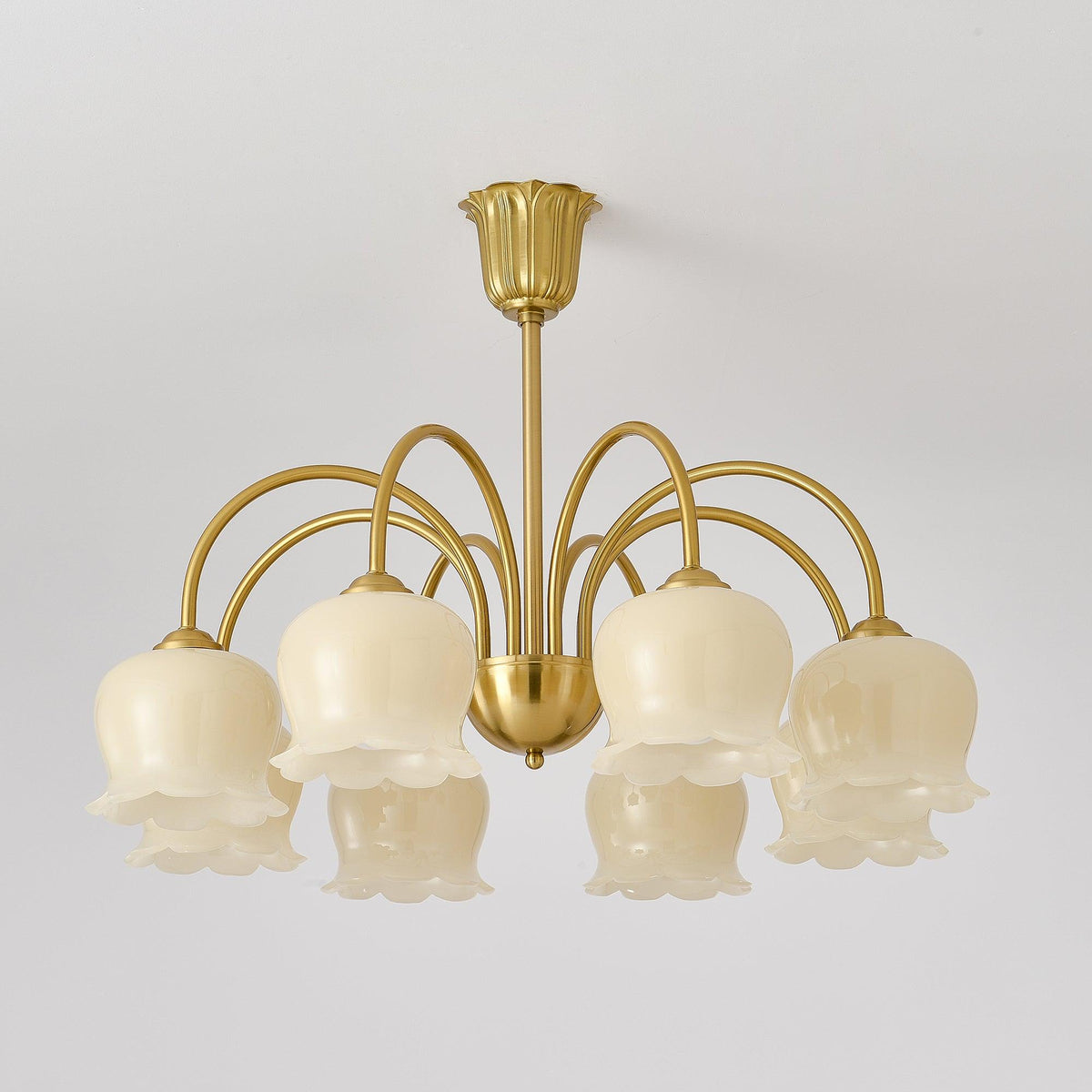 Solenora Chandelier Brass Elegant Curved Arm