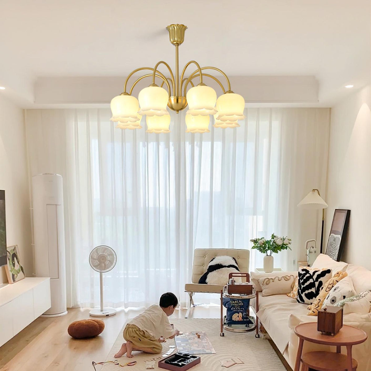 Solenora Chandelier Brass Elegant Curved Arm