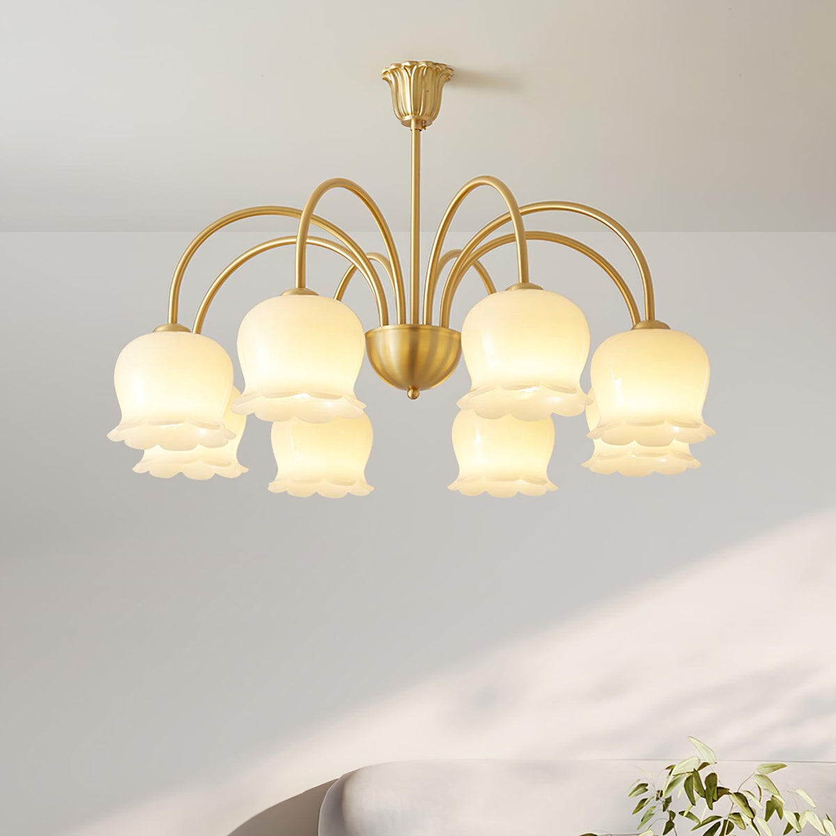 Solenora Chandelier Brass Elegant Curved Arm