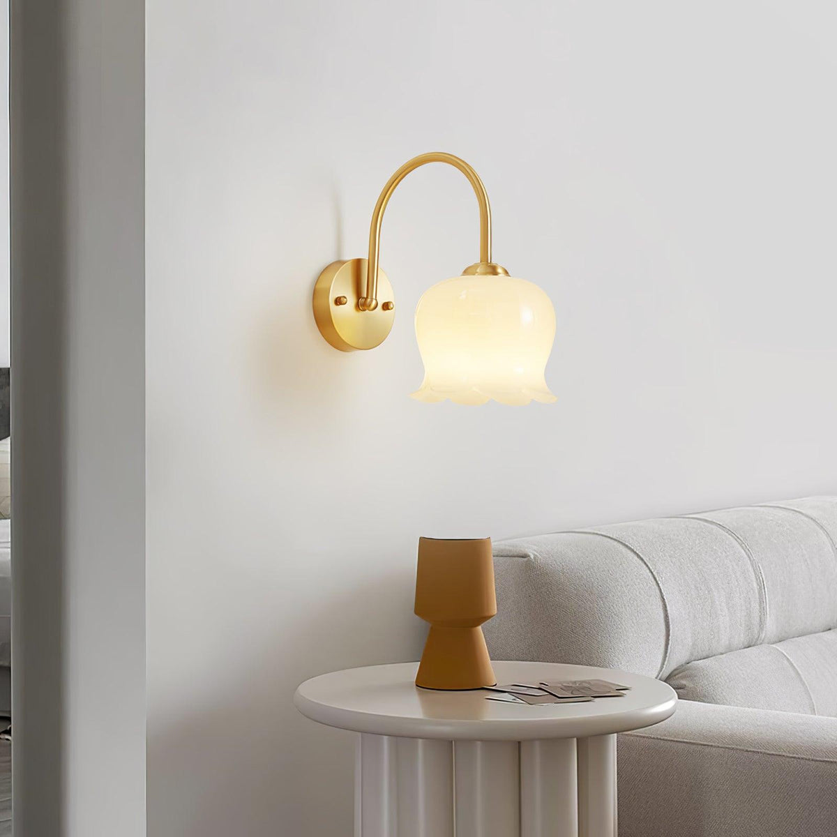 Avcarora Premium Nordic Art Brass Glass Wall Lamp