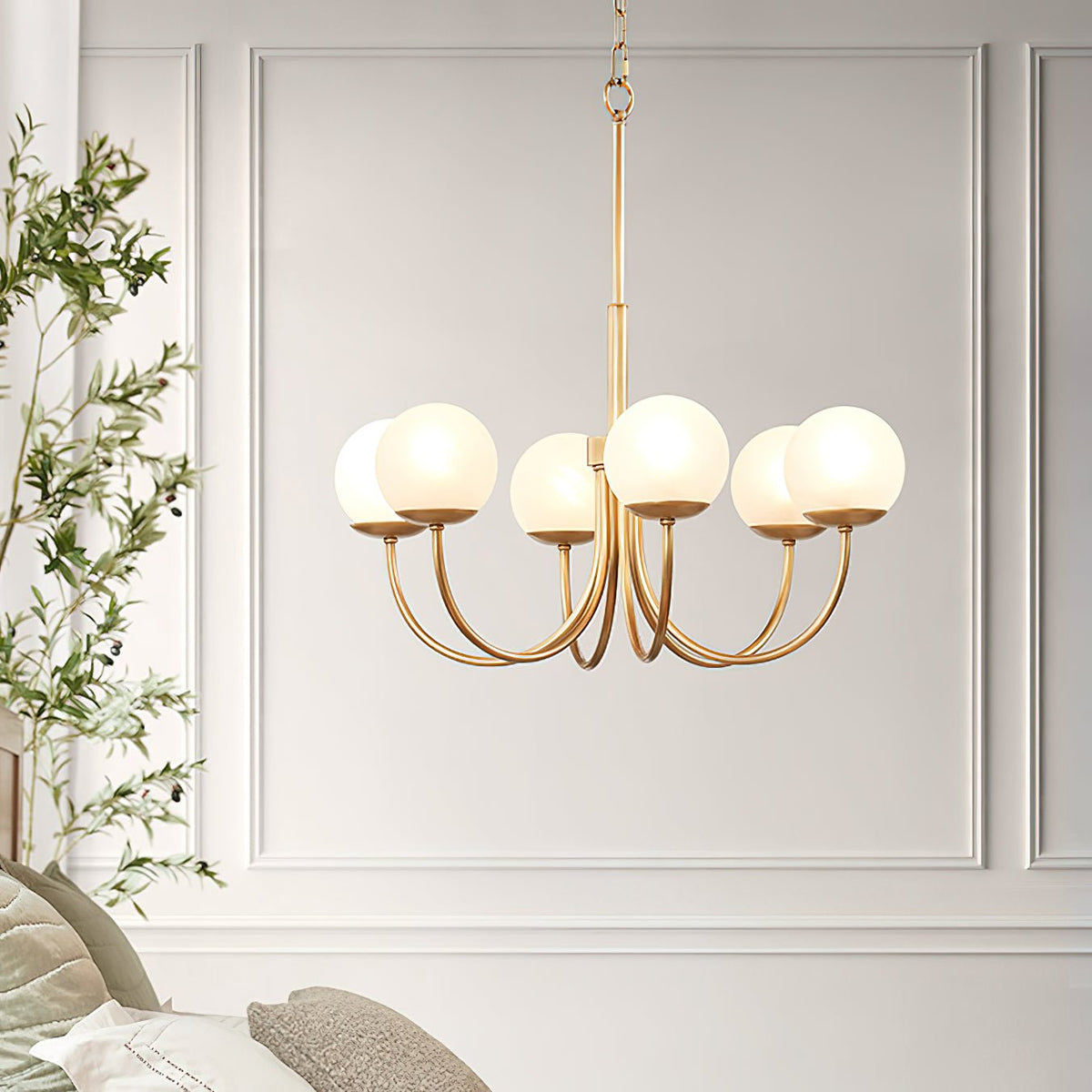 Oriuena Chandelier Brass Globe Orillia Elegant