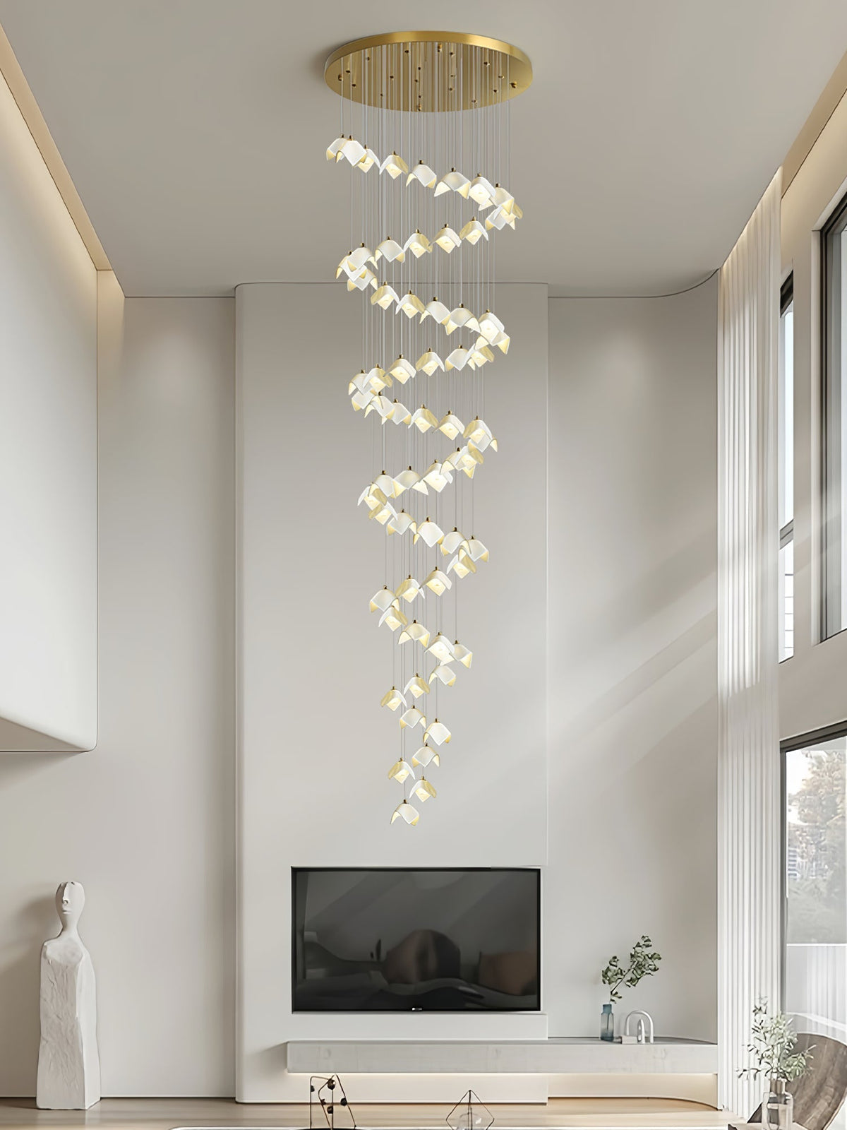 Cithayra Geometric Glass Brass Chandelier