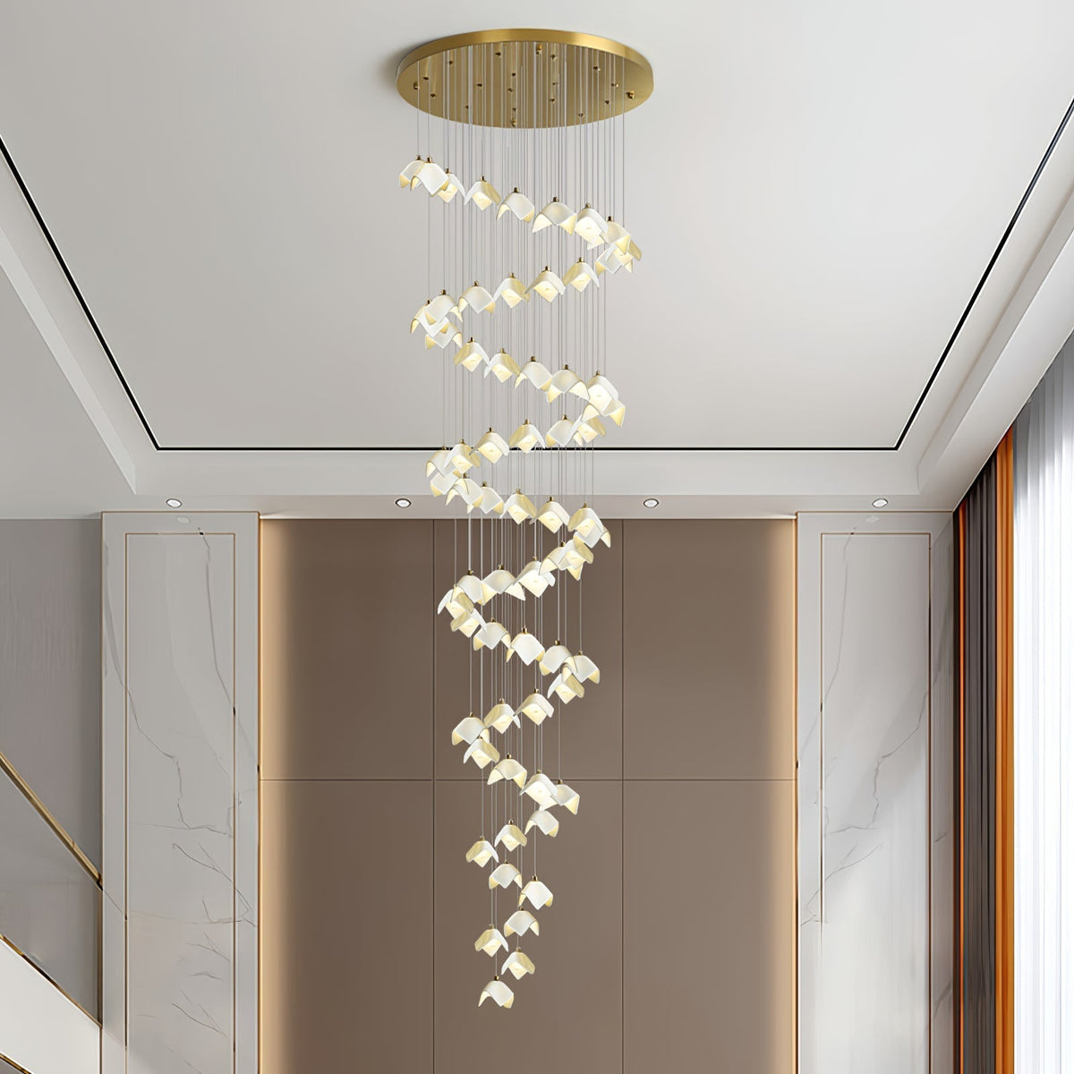 Cithayra Geometric Glass Brass Chandelier