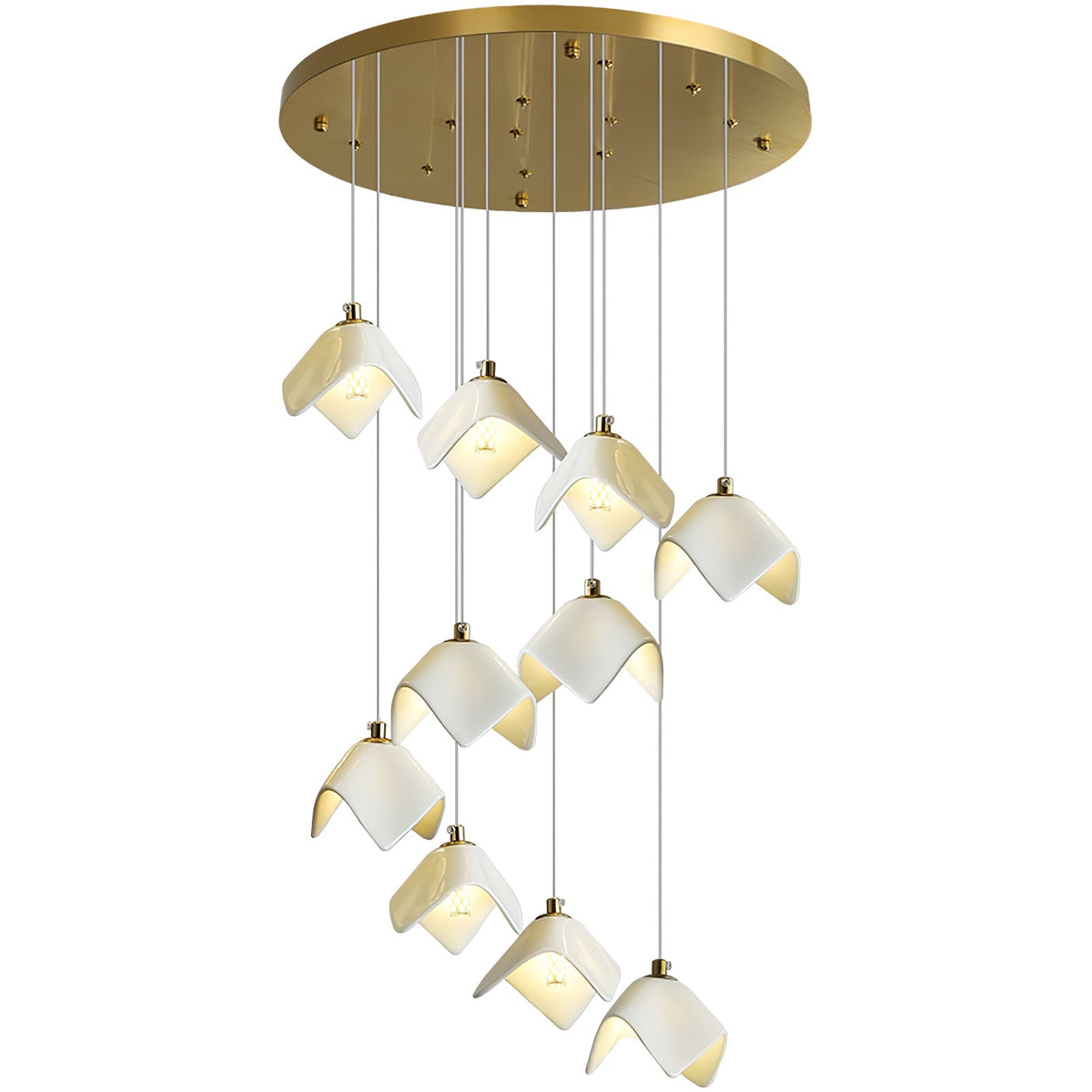 Cithayra Geometric Glass Brass Chandelier