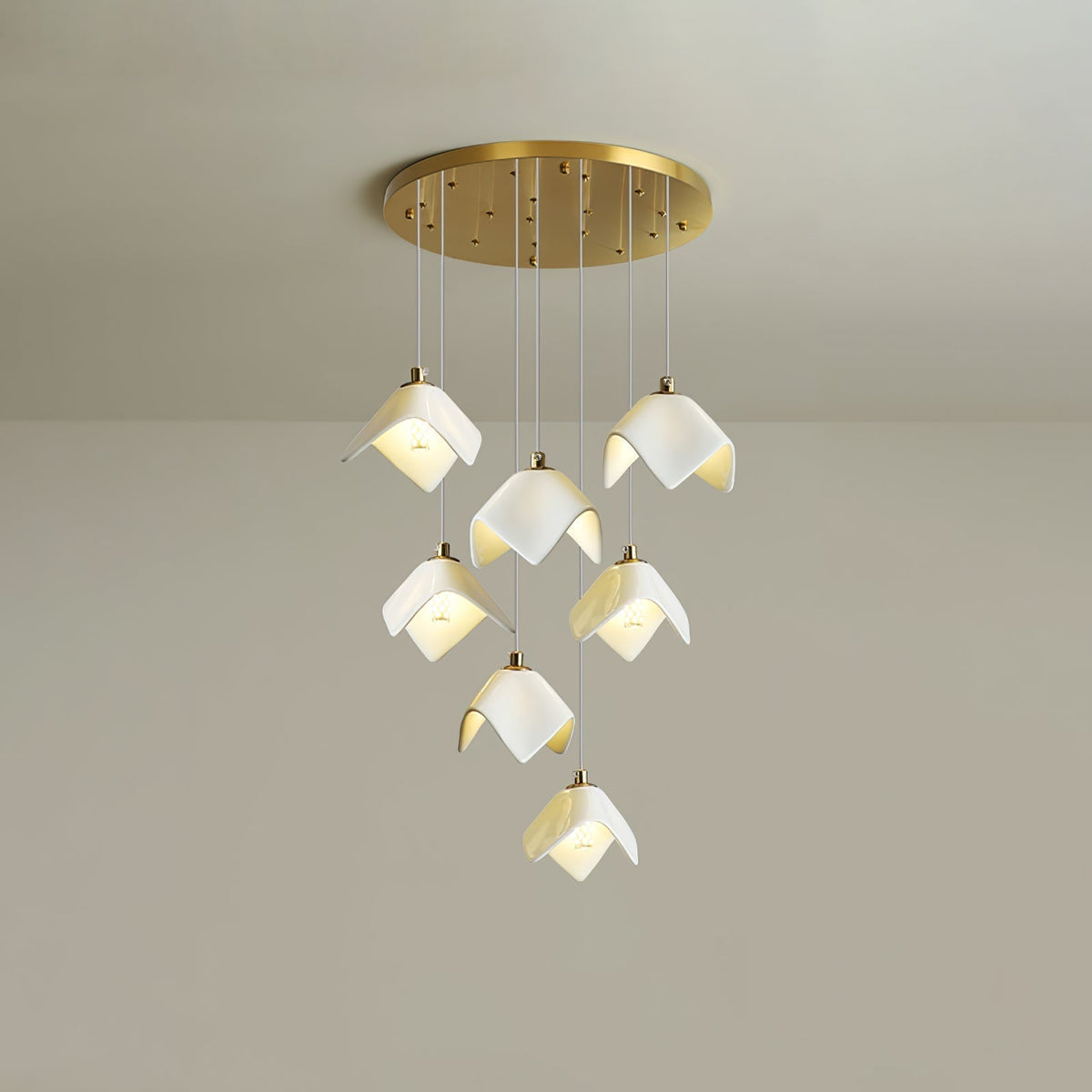 Cithayra Geometric Glass Brass Chandelier