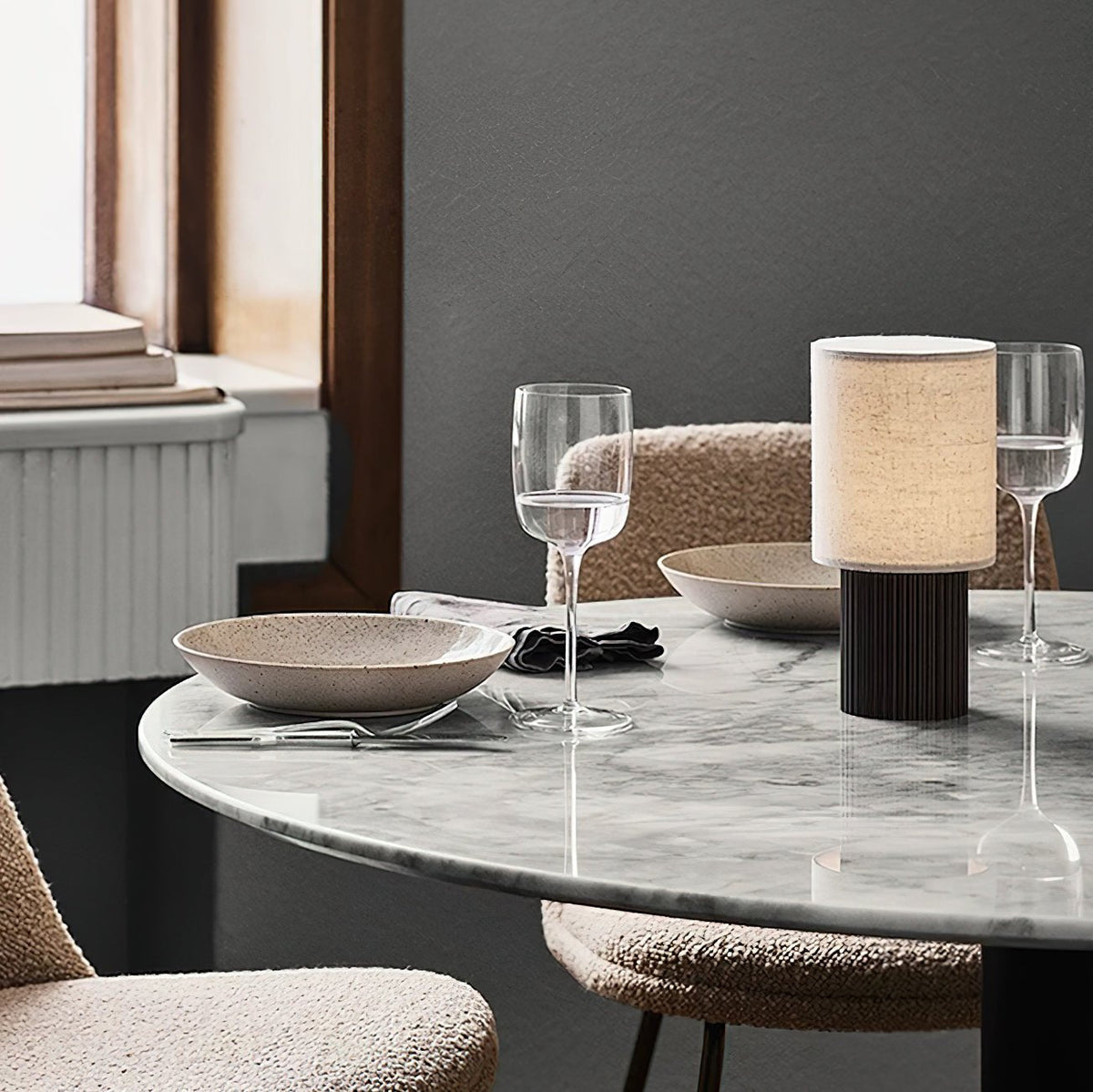Ripples Wood & Fabric Table Lamp